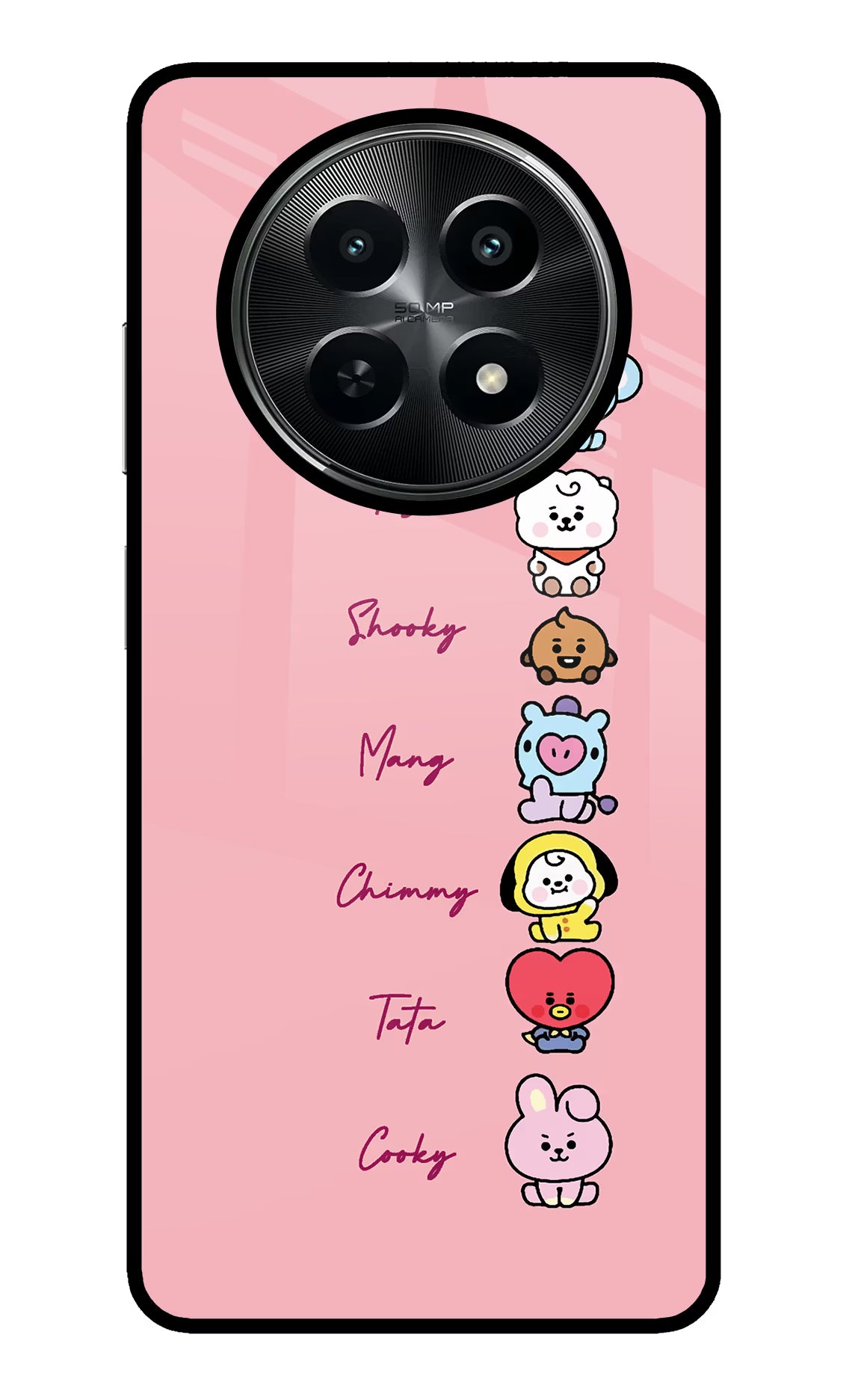 BTS names Realme C65 5G Glass Case Back Cover by Casekaro