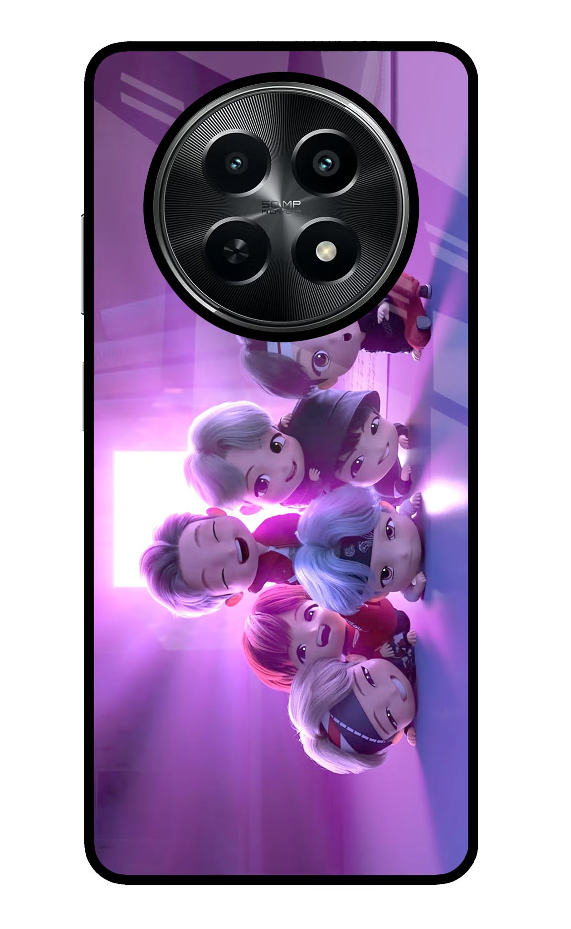 BTS Chibi Realme C65 5G Glass Case Back Cover by Casekaro