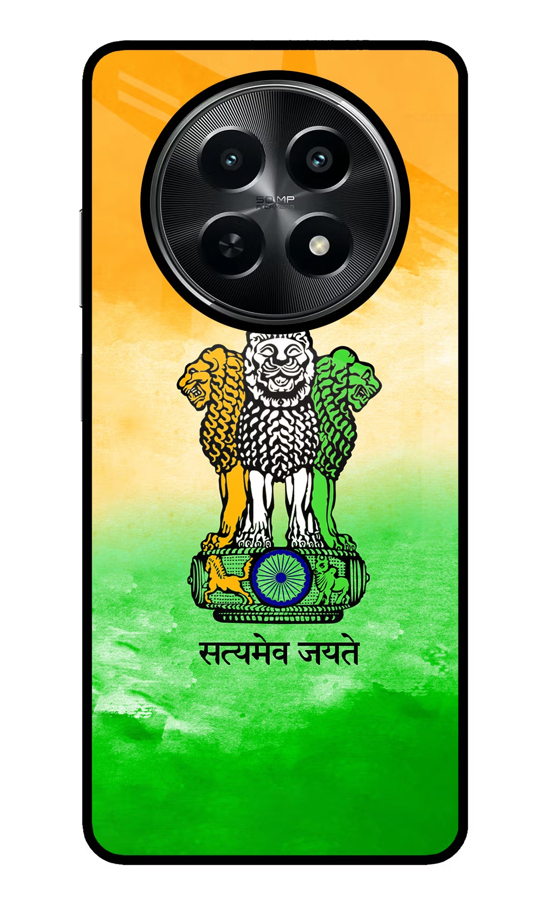 Satyamev Jayate Flag Realme C65 5G Glass Case Back Cover by Casekaro