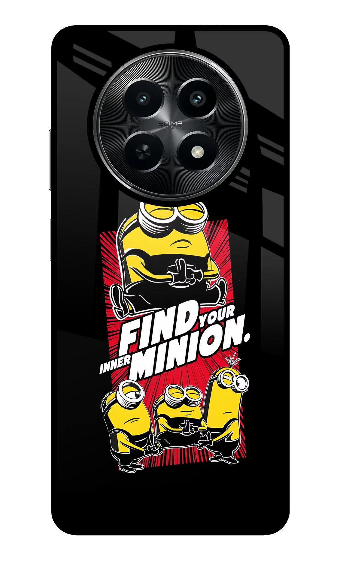 Find your inner Minion Realme C65 5G Glass Case Back Cover by Casekaro