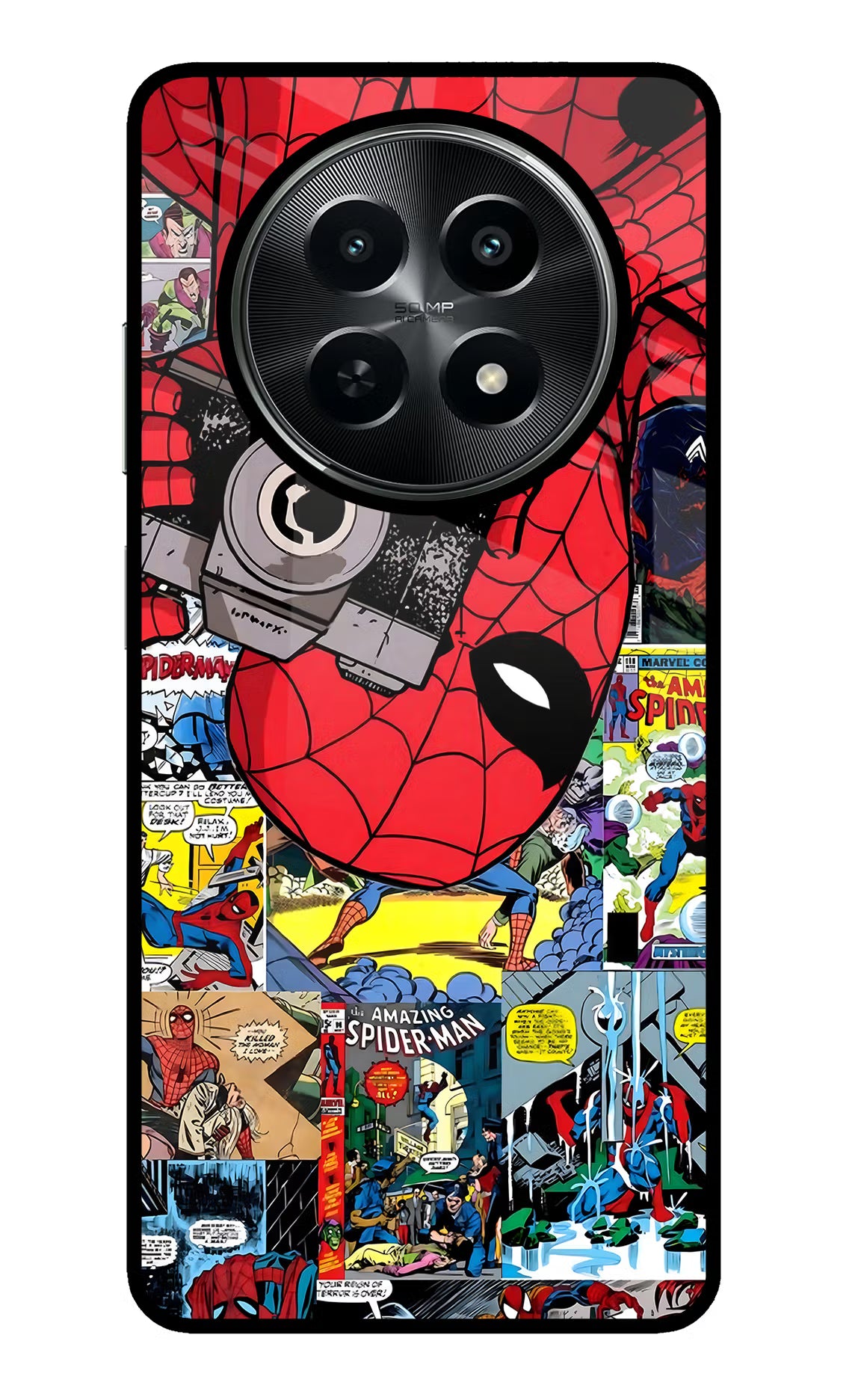 Spider Man Realme C65 5G Glass Case Back Cover by Casekaro