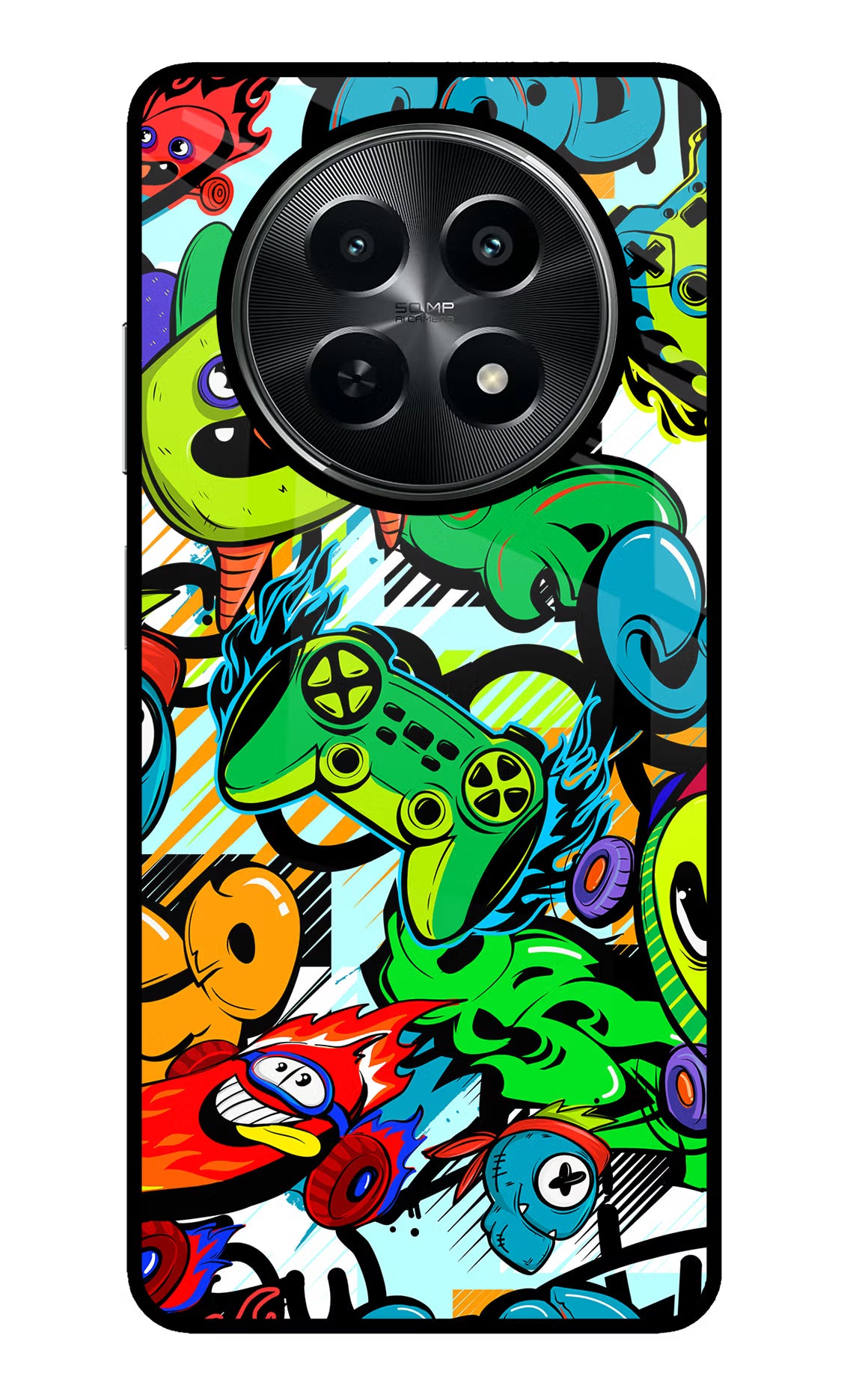 Game Doodle Realme C65 5G Glass Case Back Cover by Casekaro