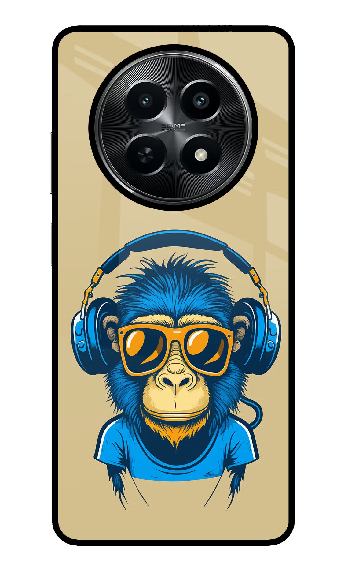 Monkey Headphone Realme C65 5G Glass Case Back Cover by Casekaro