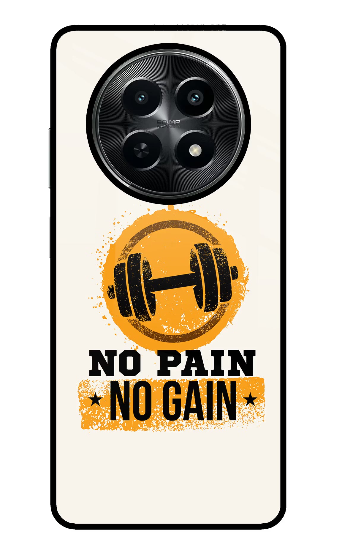 No Pain No Gain Realme C65 5G Glass Case Back Cover by Casekaro