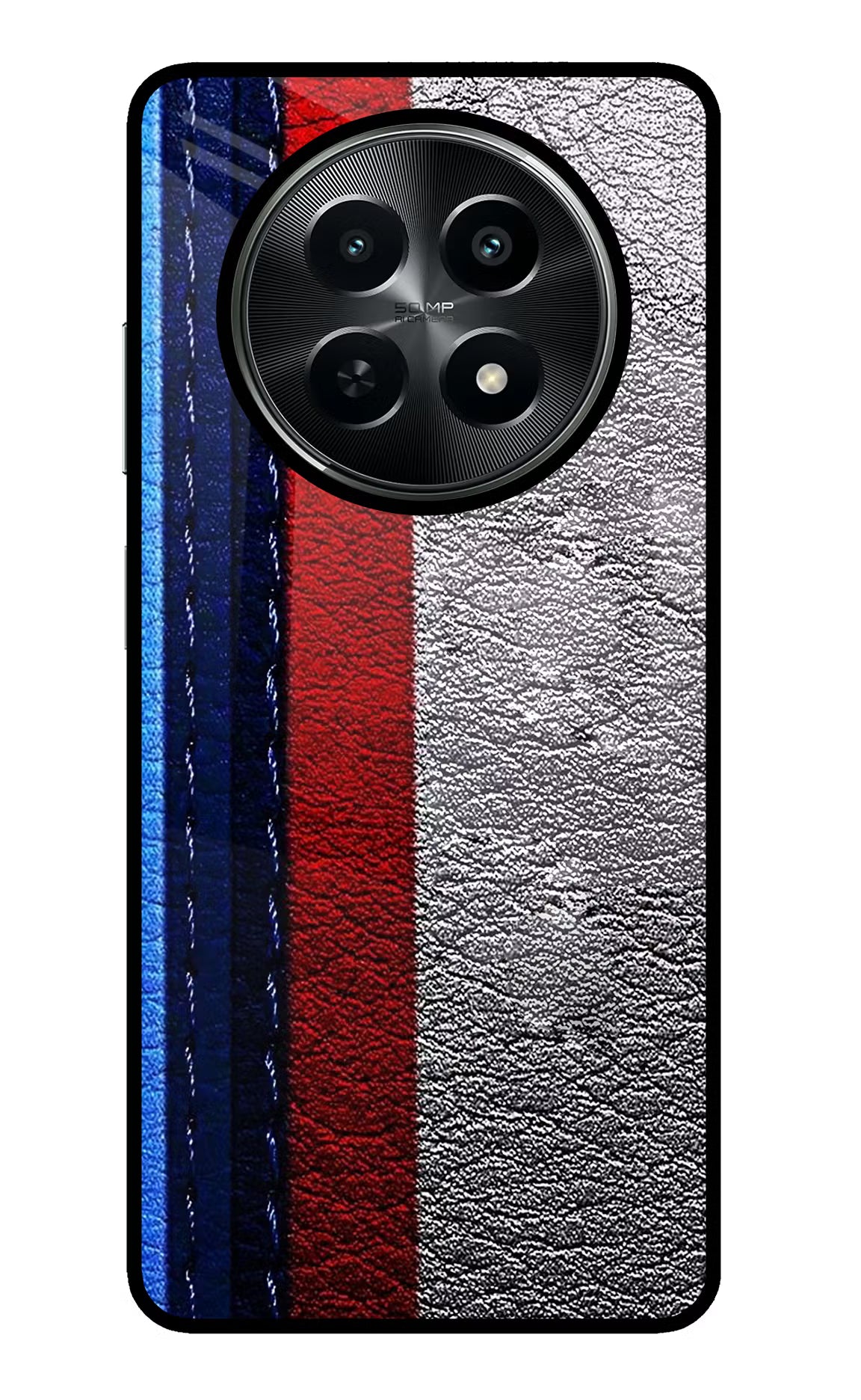 BMW Stripes Realme C65 5G Glass Case Back Cover by Casekaro