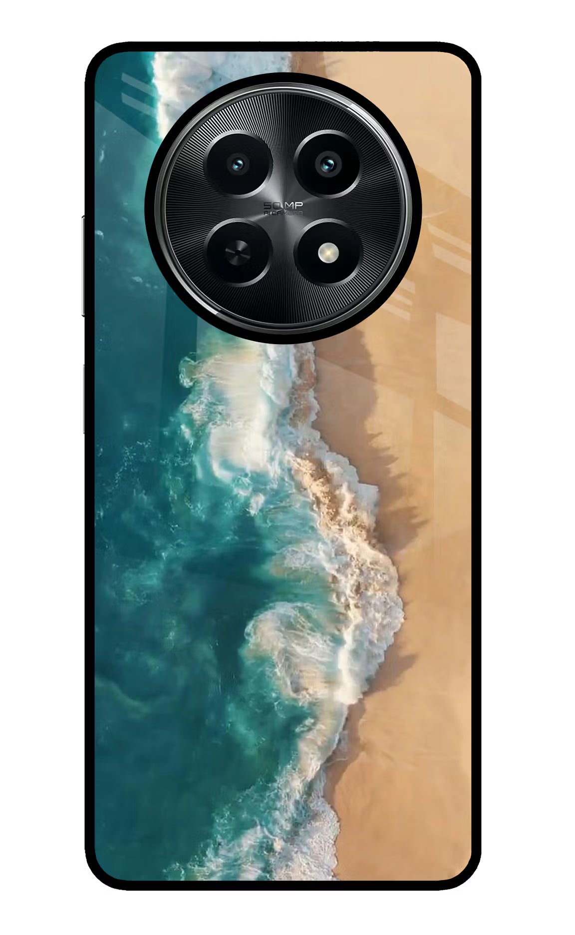 Ocean Beach Realme C65 5G Glass Case Back Cover by Casekaro