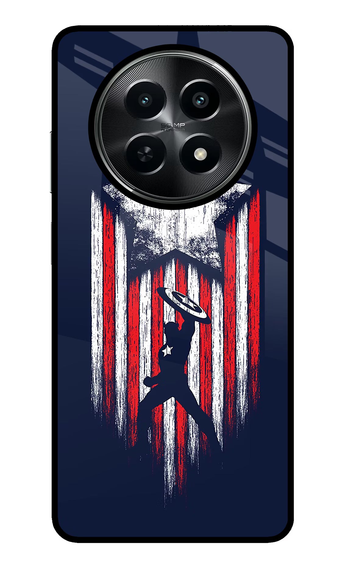 Captain America Marvel Art Realme C65 5G Glass Case Back Cover by Casekaro