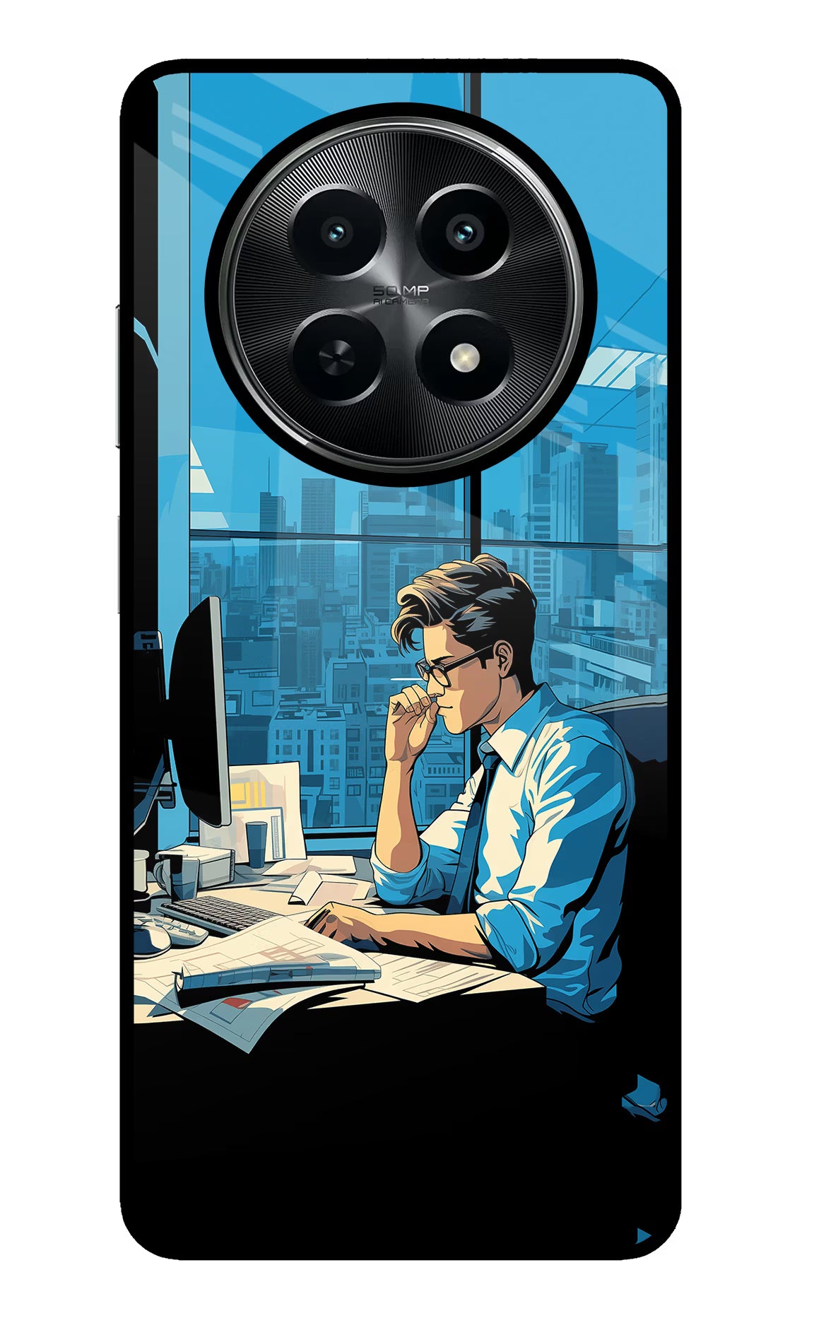 Focused Hustler (AI Generated) Realme C65 5G Glass Case Back Cover by Casekaro