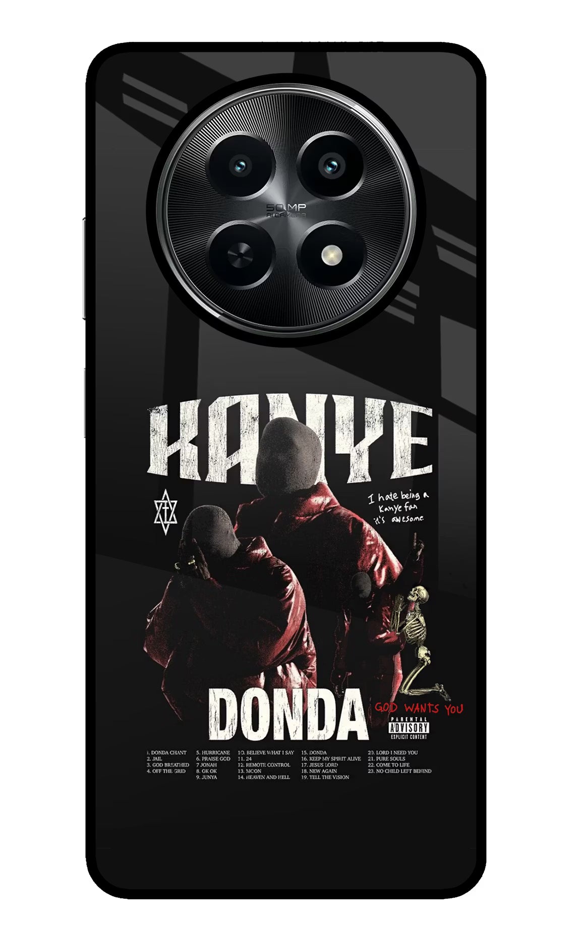 Donda Kanye West Realme C65 5G Glass Case Back Cover by Casekaro