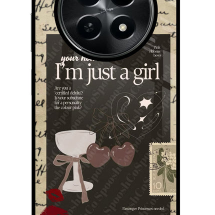 I am just a girl Realme C65 5G Glass Case Back Cover by Casekaro
