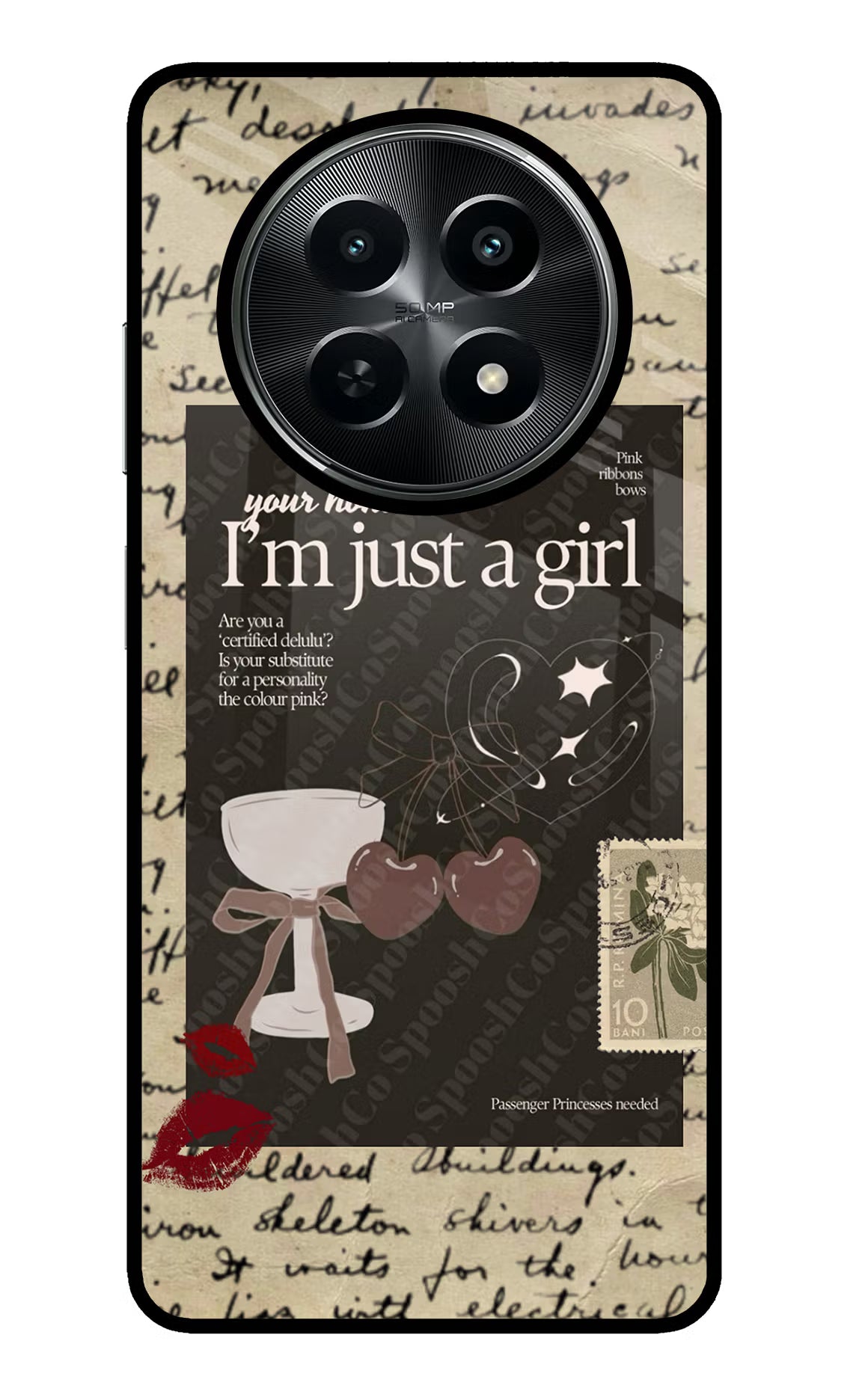 I am just a girl Realme C65 5G Glass Case Back Cover by Casekaro