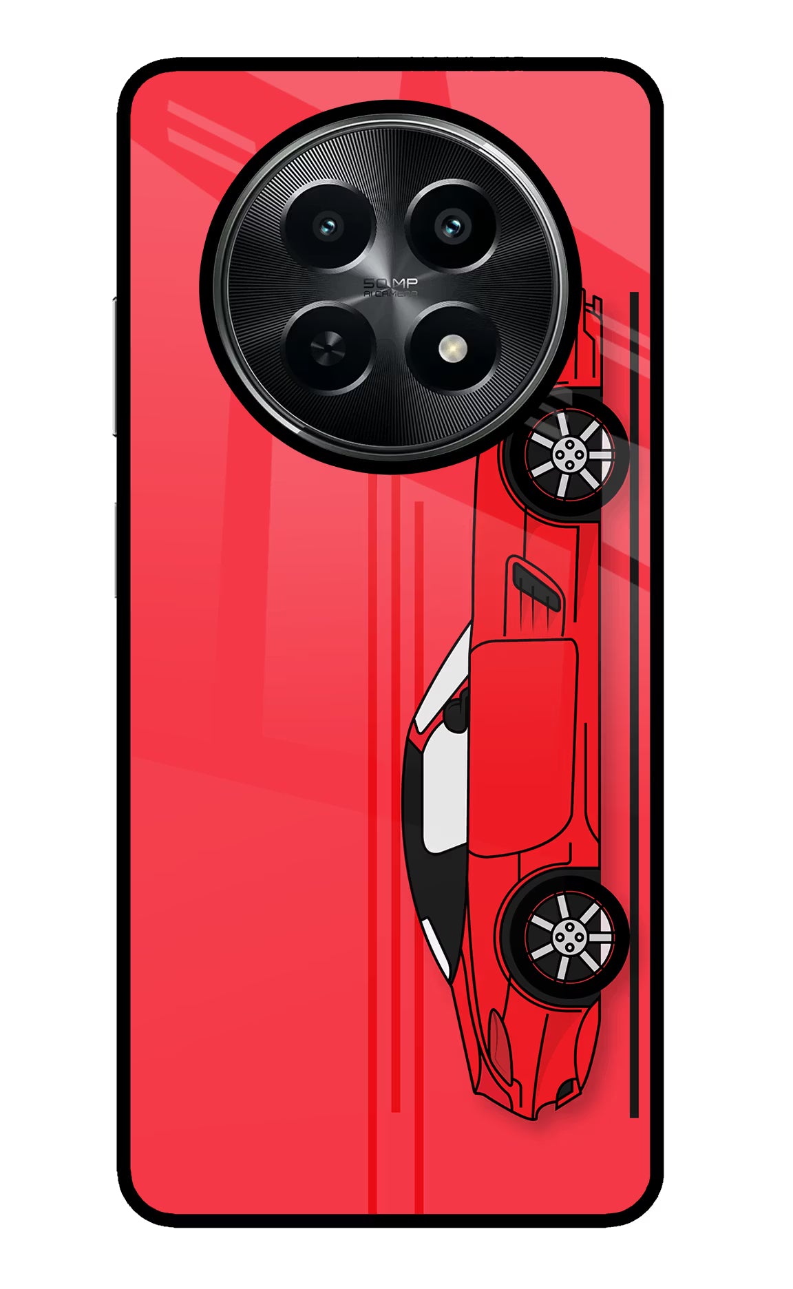 Red Velocity Realme C65 5G Glass Case Back Cover by Casekaro
