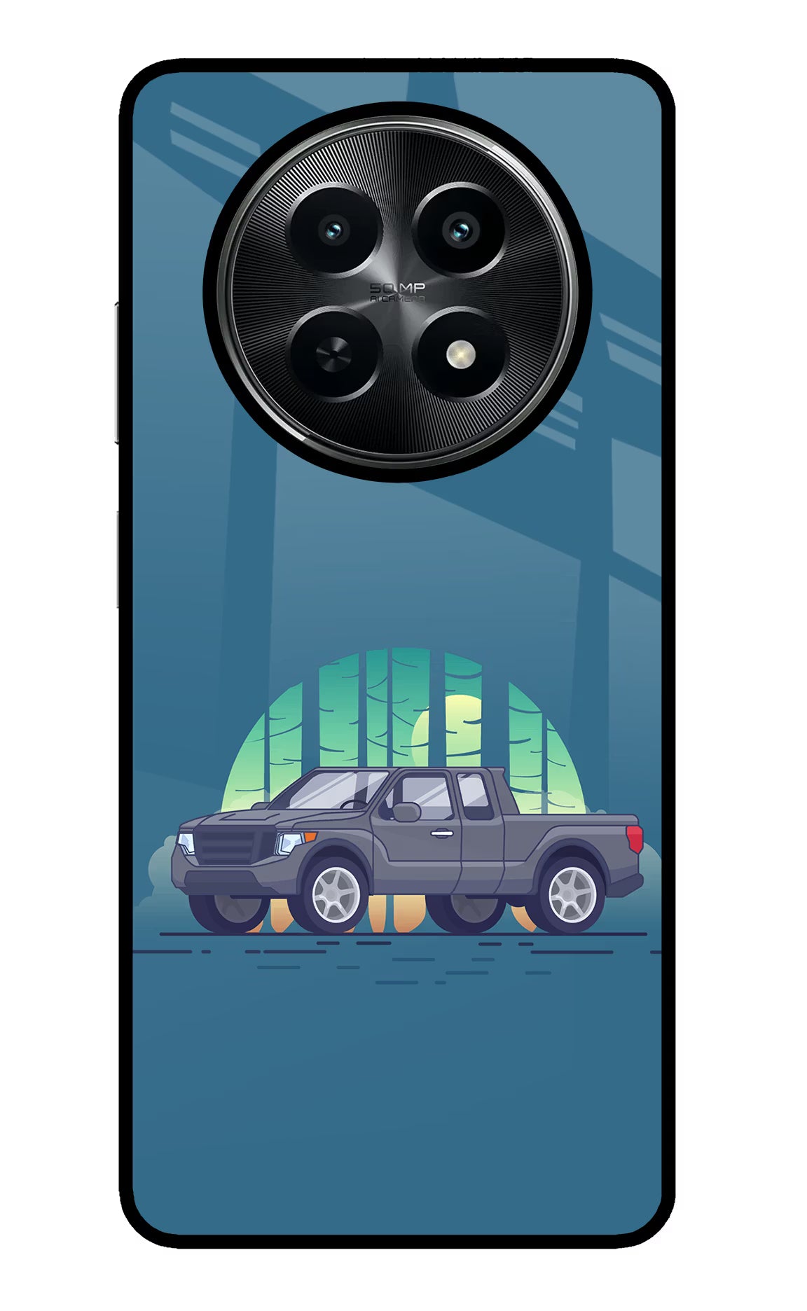 Retro Garage Vibe Realme C65 5G Glass Case Back Cover by Casekaro