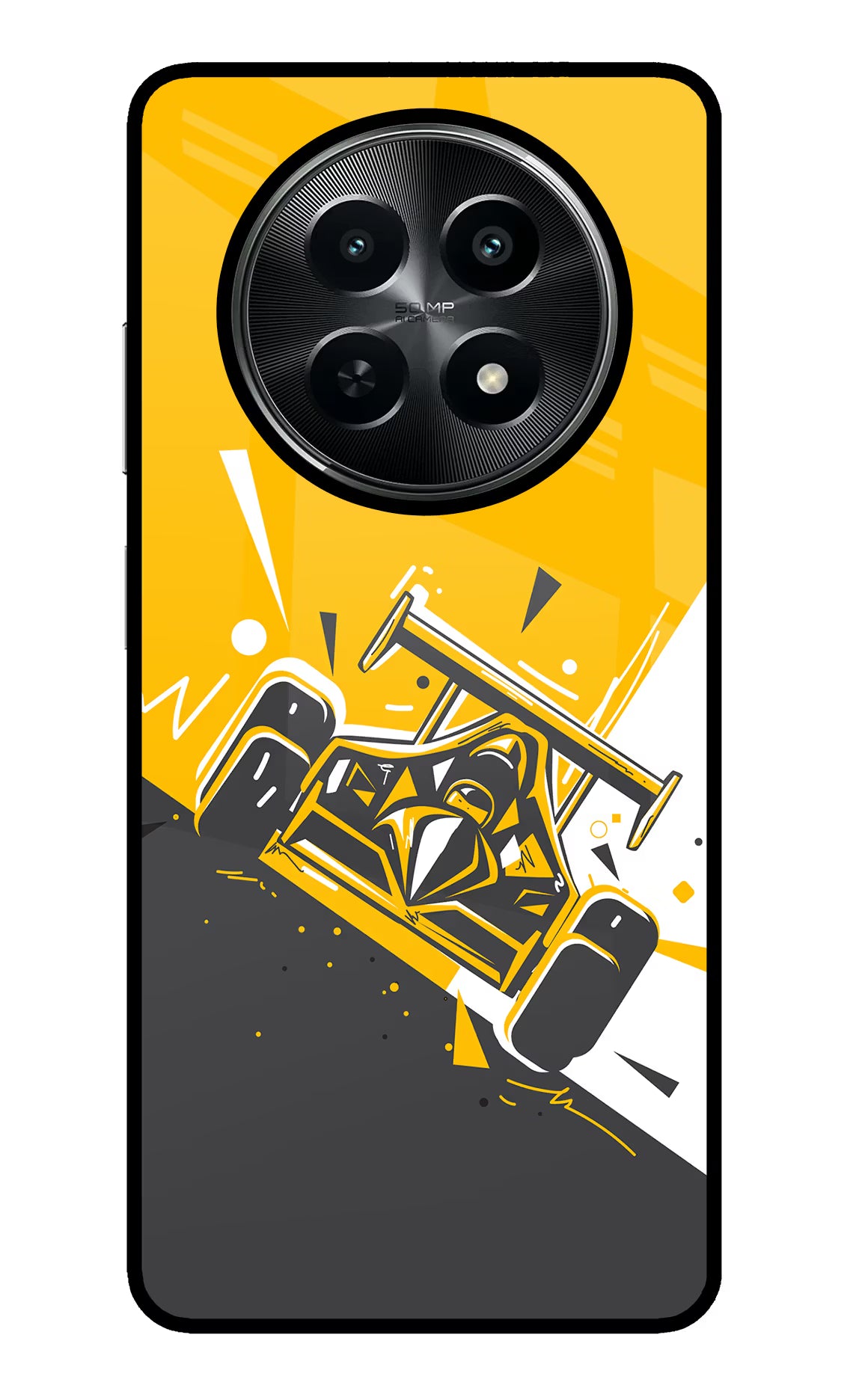 Track King Realme C65 5G Glass Case Back Cover by Casekaro
