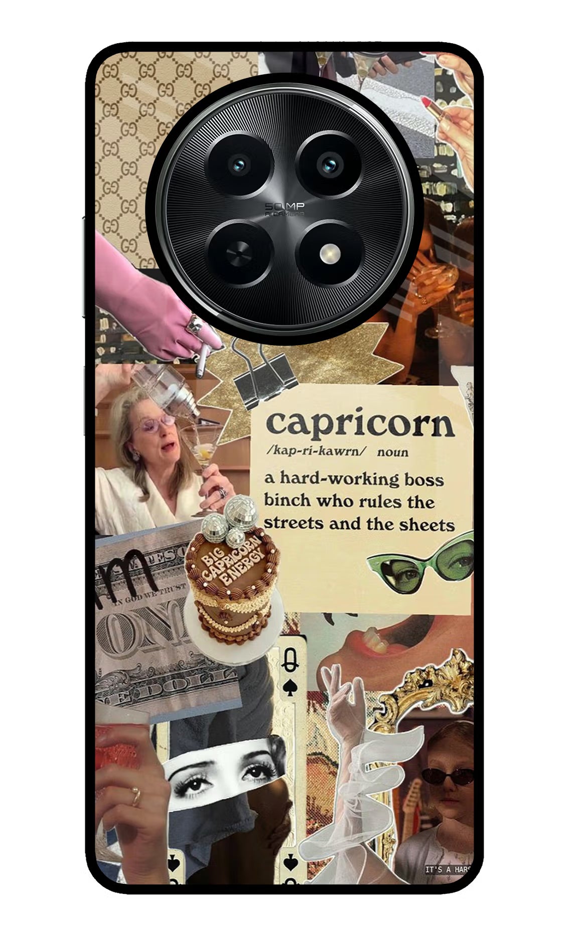 Capricorn Zodiac Realme C65 5G Glass Case Back Cover by Casekaro