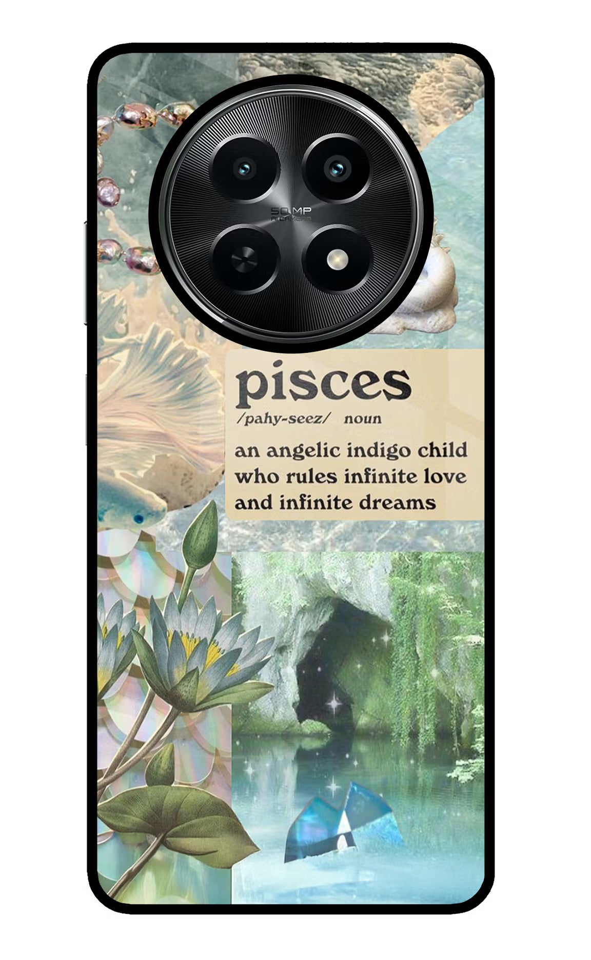 Pisces Zodiac Realme C65 5G Glass Case Back Cover by Casekaro