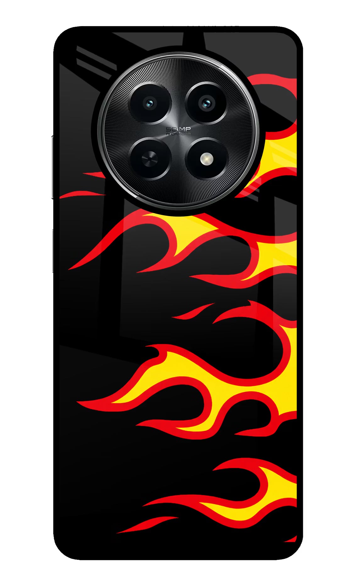 Side Sweep Flames Realme C65 5G Glass Case