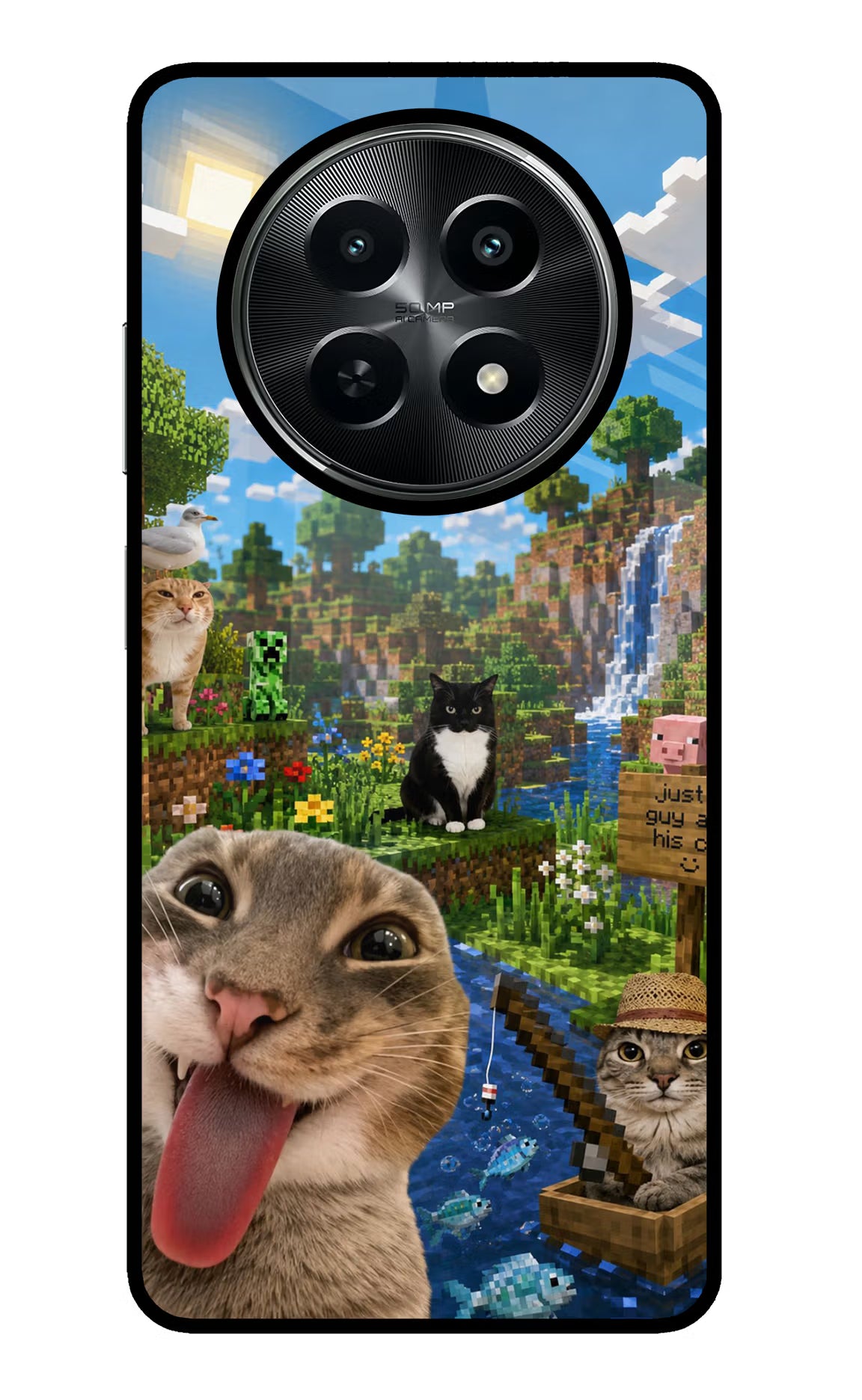 Minecraft Cat Chaos Realme C65 5G Glass Case