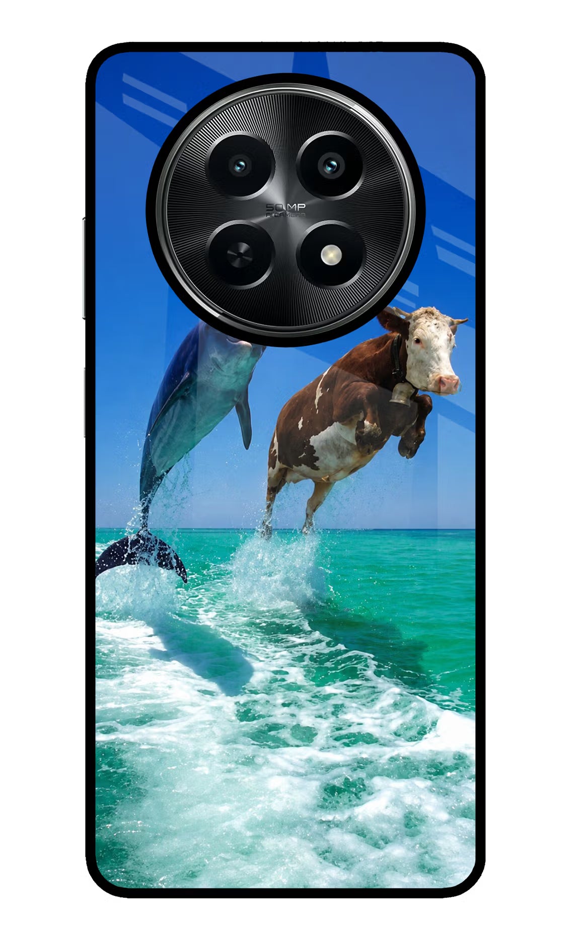 Dolphin vs Cow Realme C65 5G Glass Case