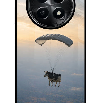 Skydiving Cow Realme C65 5G Glass Case