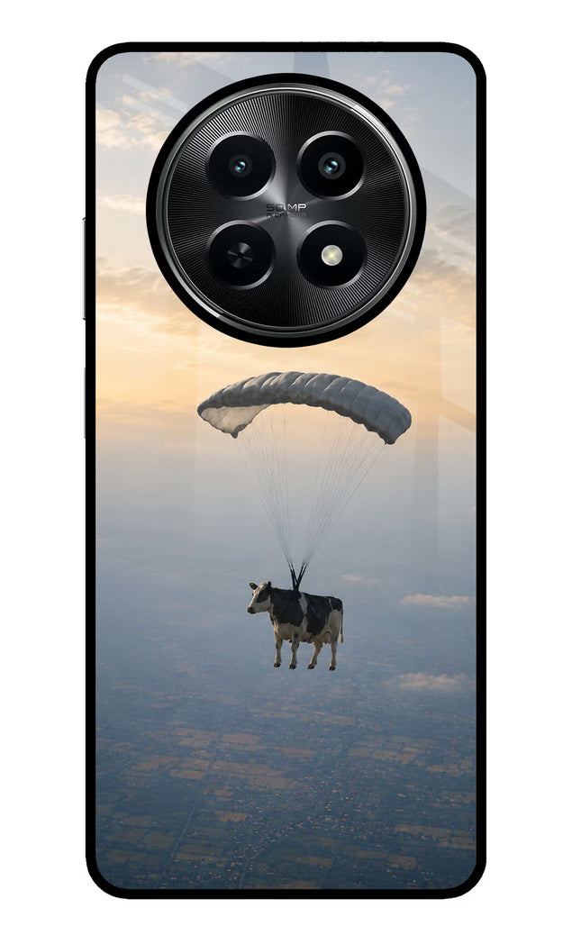 Skydiving Cow Realme C65 5G Glass Case