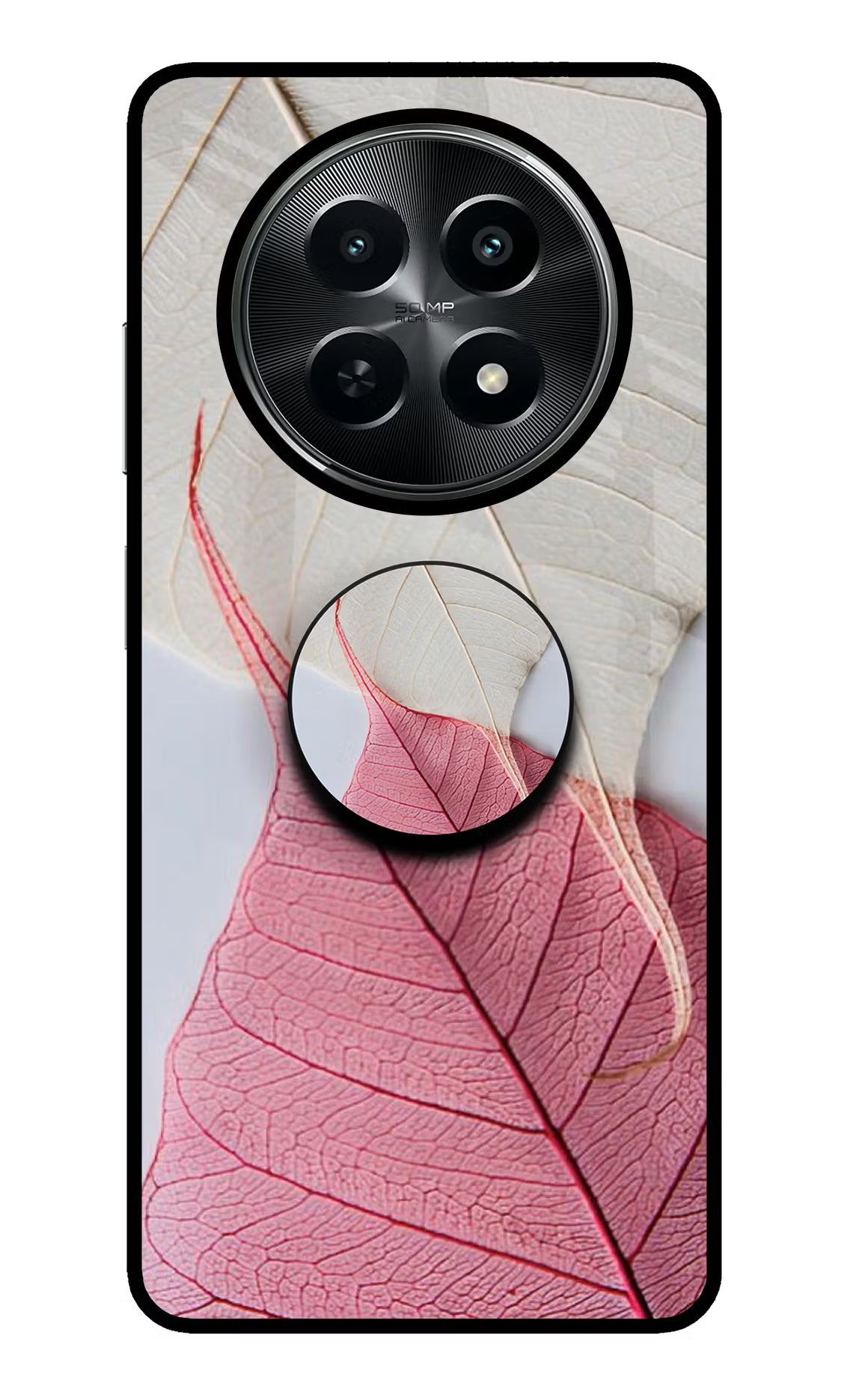 White Pink Leaf Realme C65 5G Pop Case by Casekaro