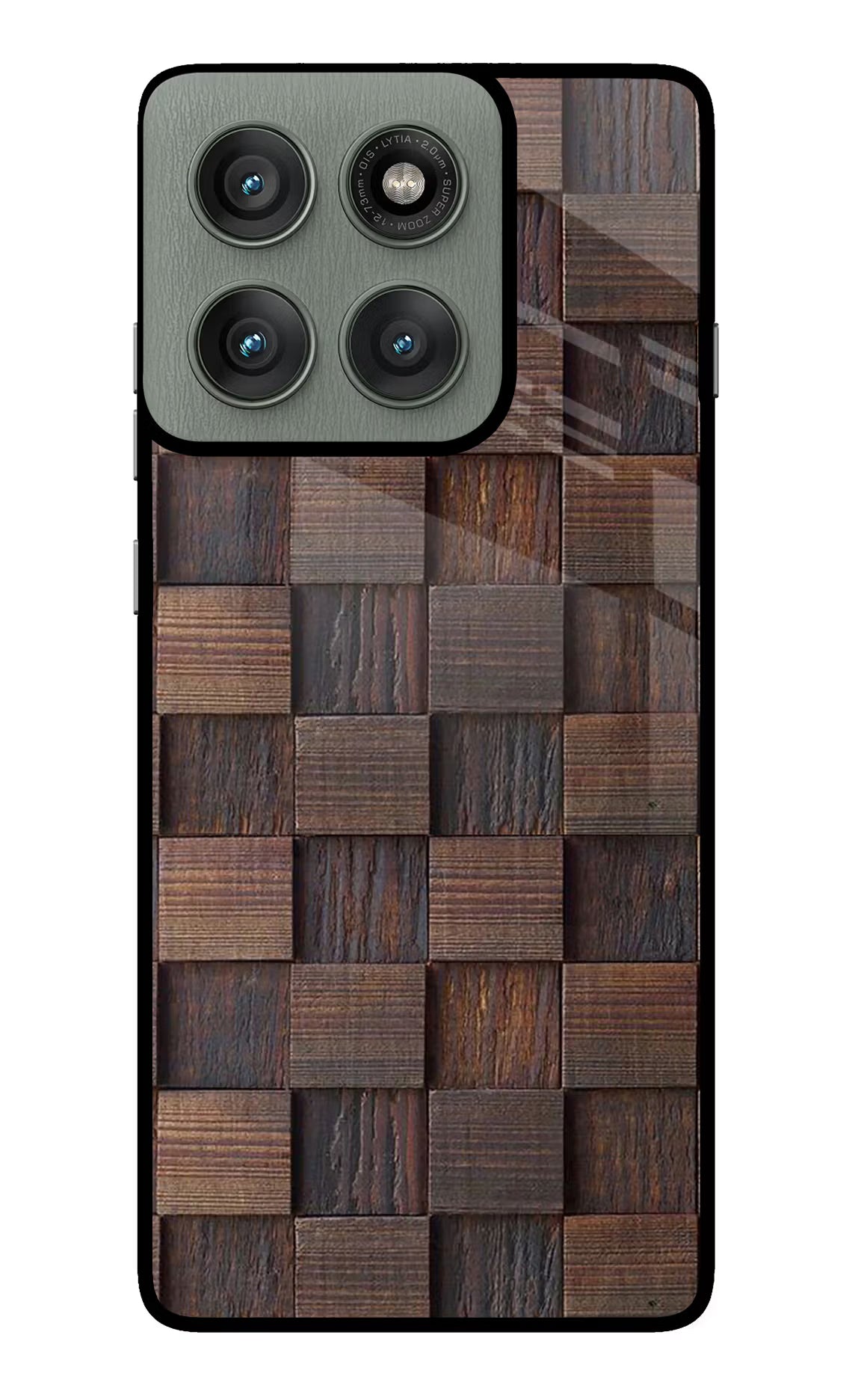 Wooden Cube Design Moto Edge 60 Pro Glass Case Back Cover by Casekaro
