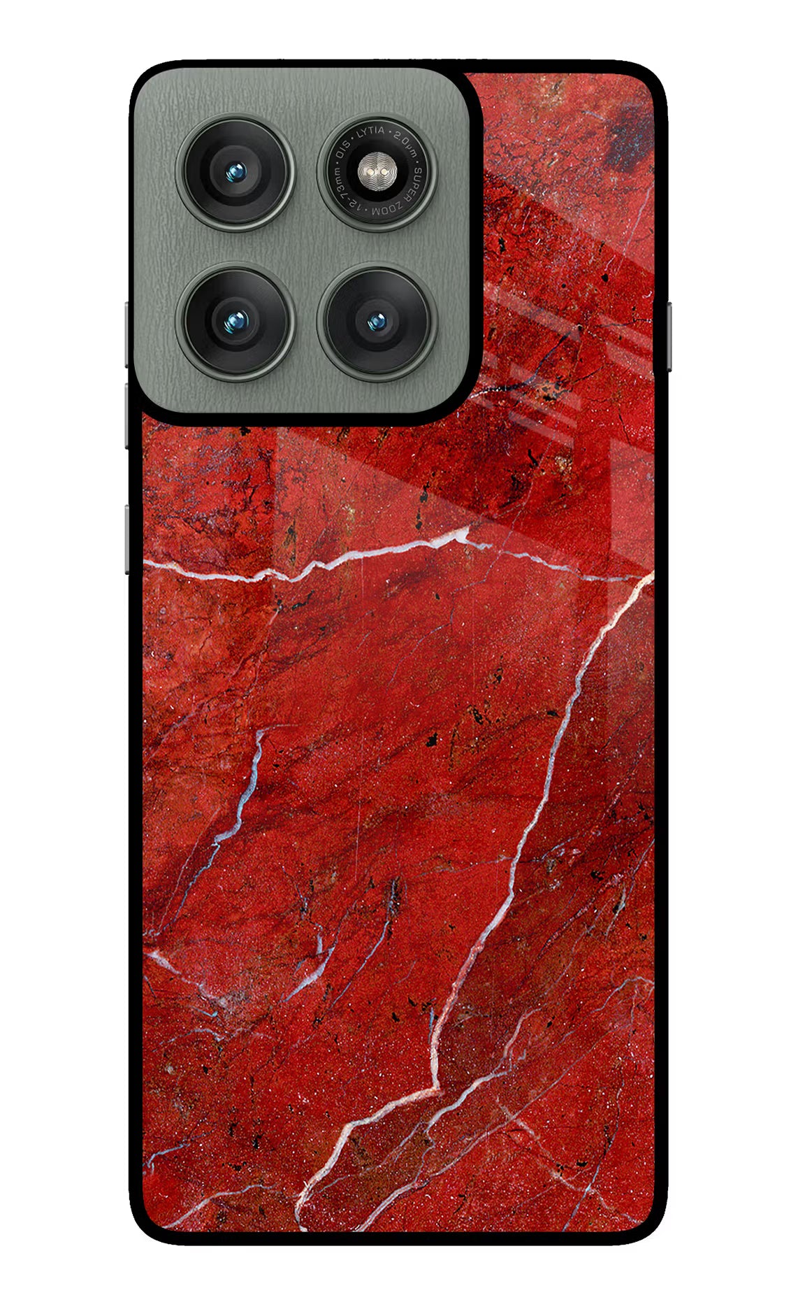 Red Marble Design Moto Edge 60 Pro Glass Case Back Cover by Casekaro