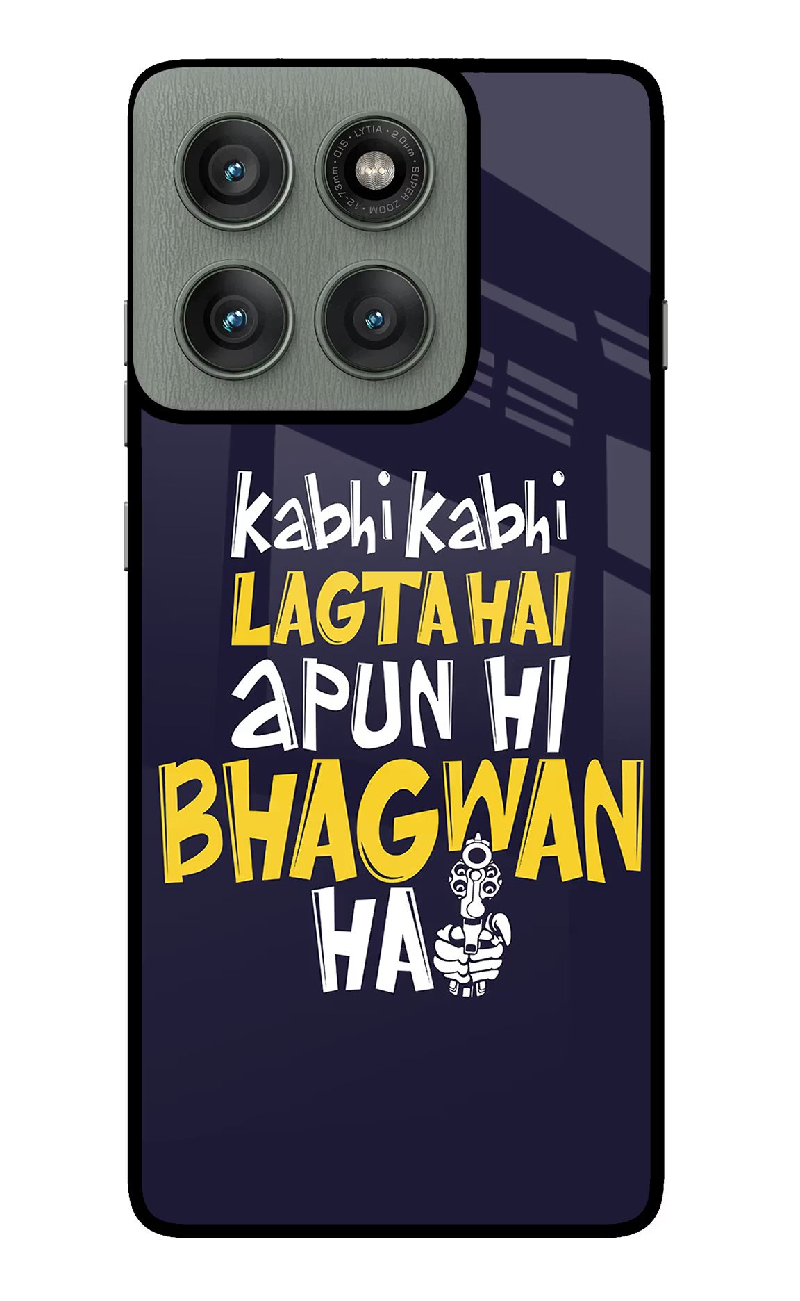 Kabhi Kabhi Lagta Hai Apun Hi Bhagwan Hai Moto Edge 60 Pro Glass Case Back Cover by Casekaro