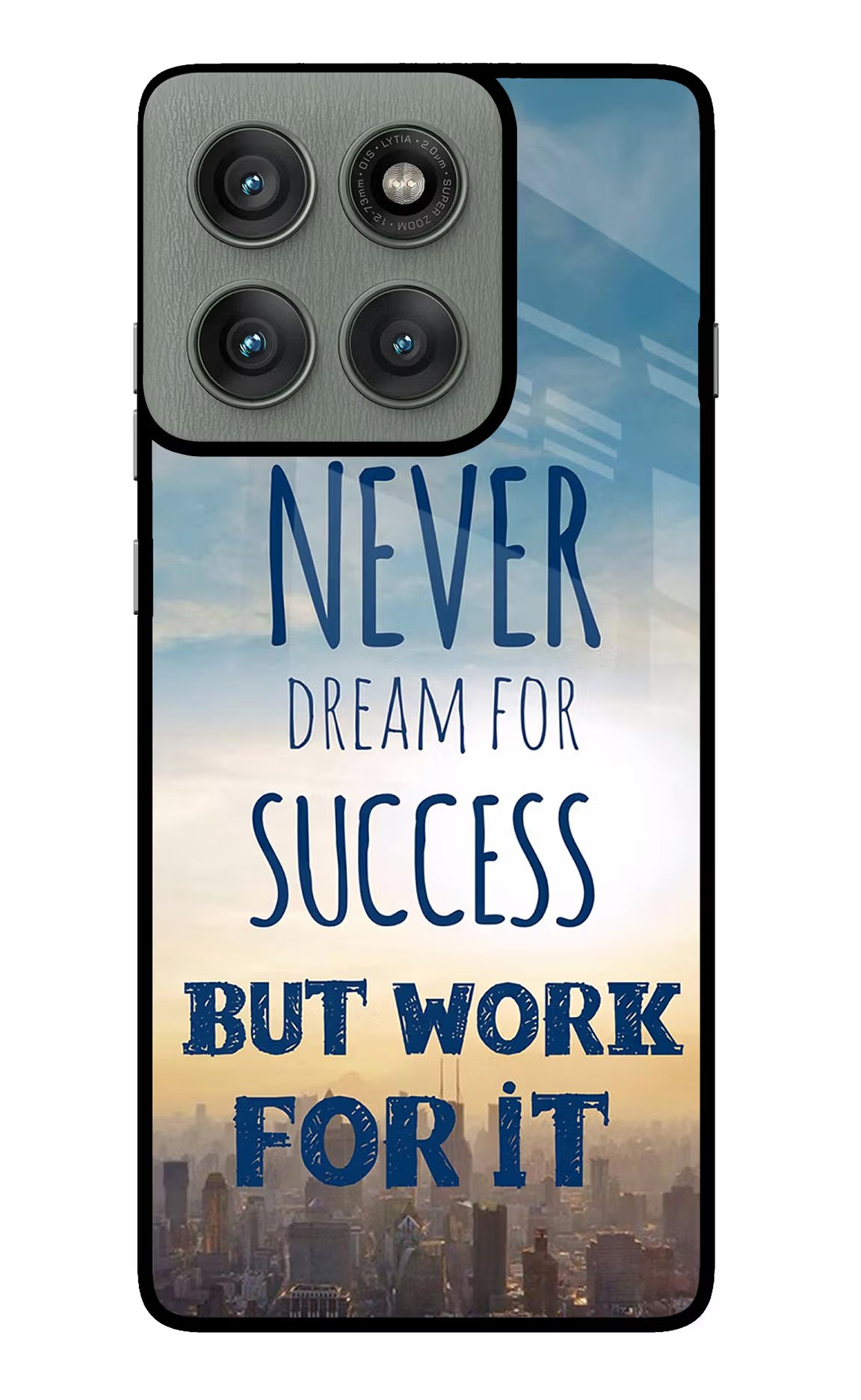 Never Dream For Success But Work For It Moto Edge 60 Pro Glass Case Back Cover by Casekaro