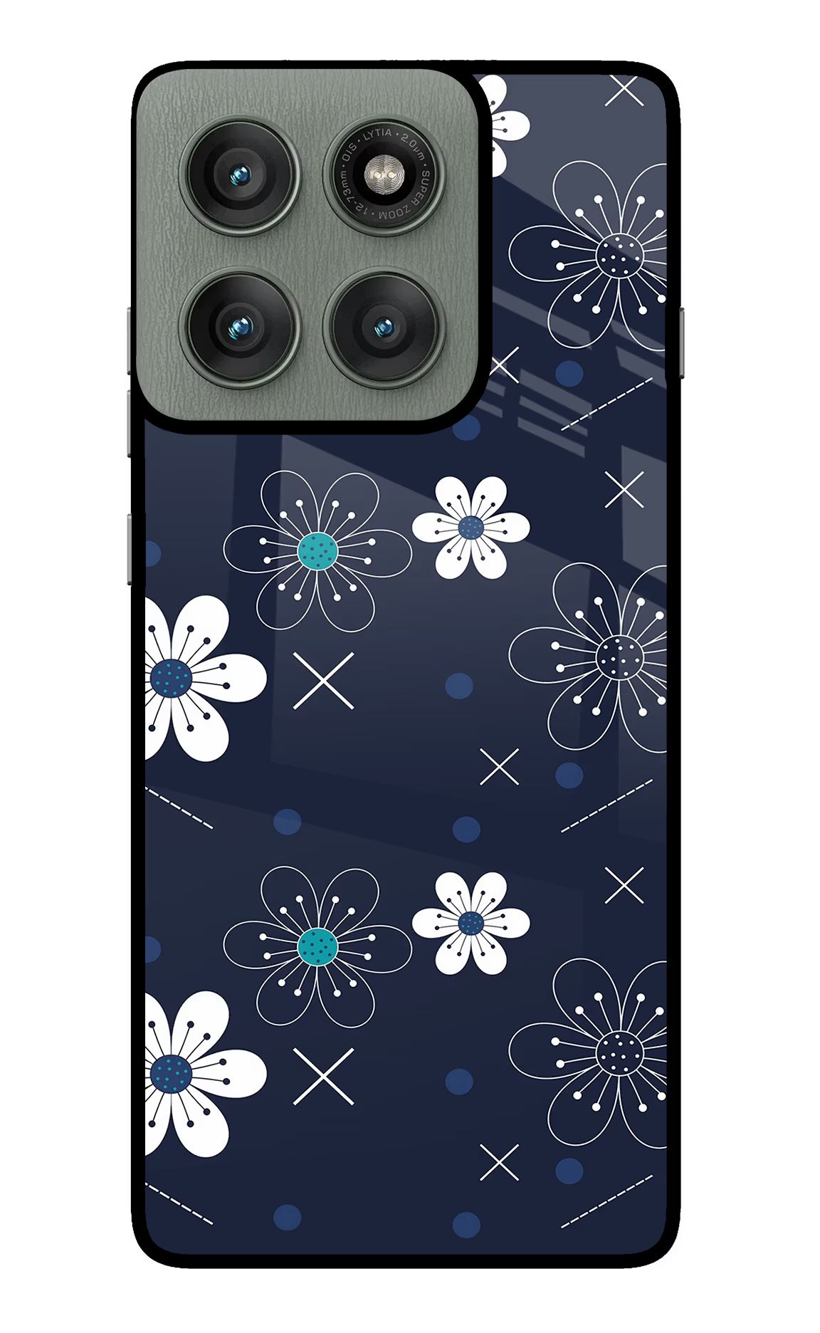 Flowers Moto Edge 60 Pro Glass Case Back Cover by Casekaro