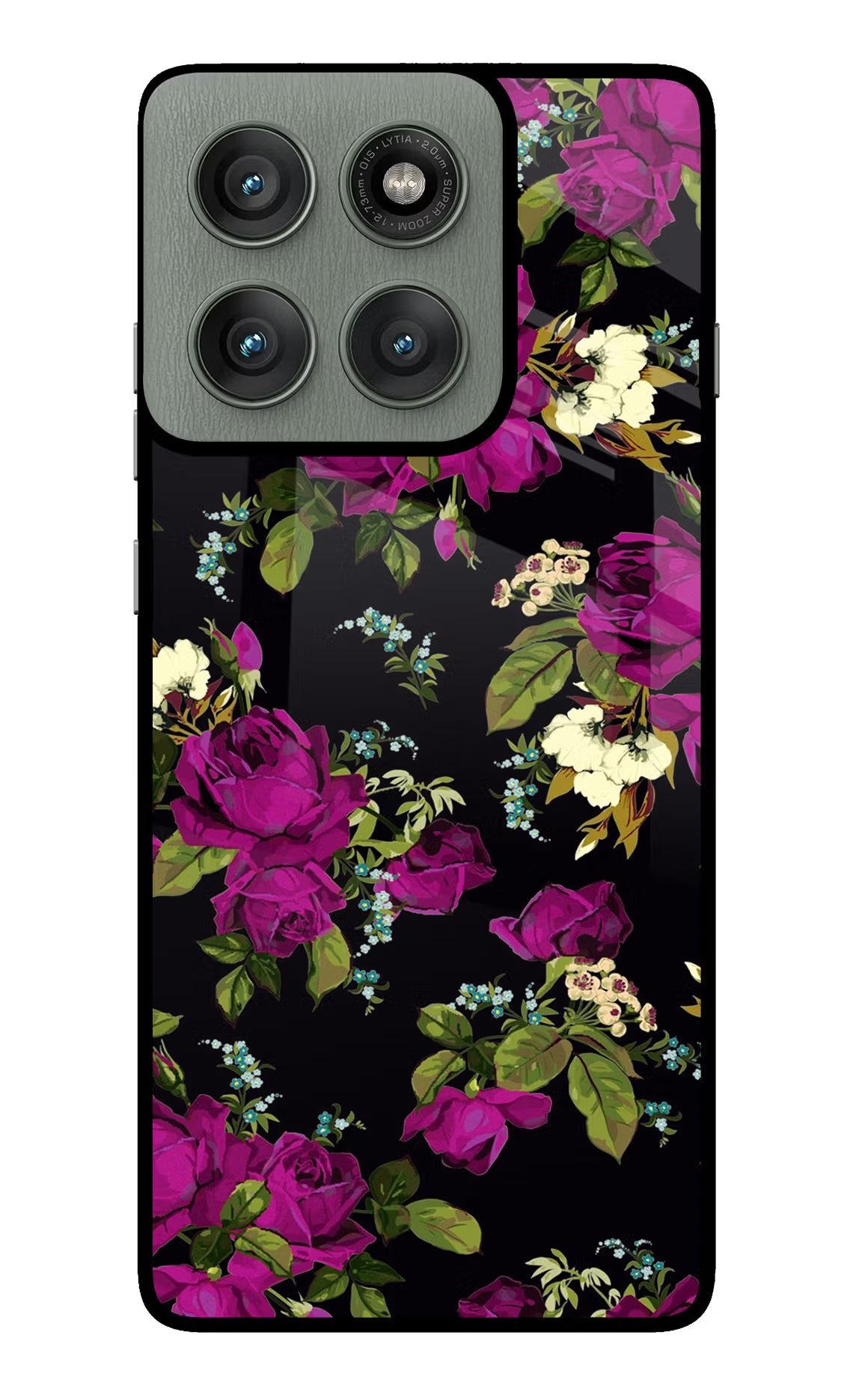 Flowers Moto Edge 60 Pro Glass Case Back Cover by Casekaro