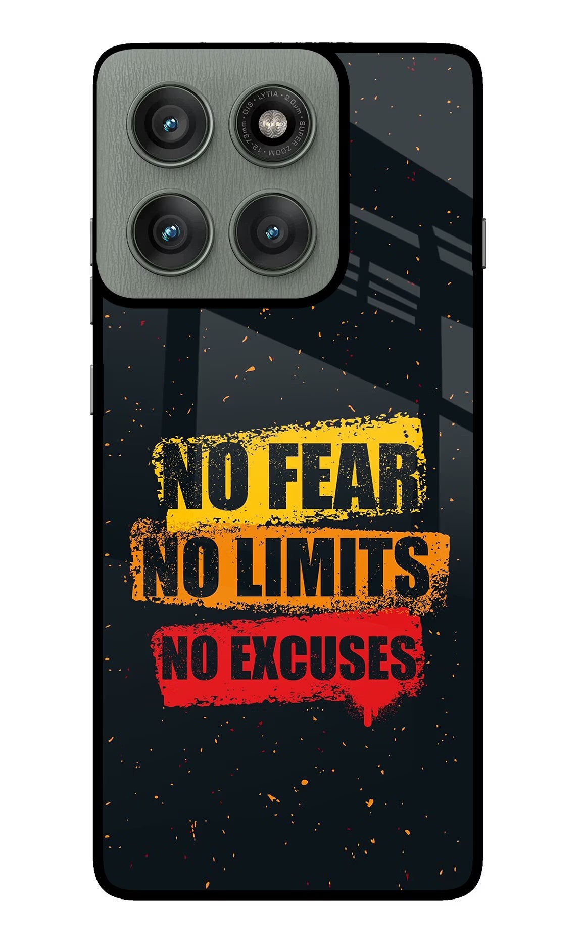 No Fear No Limits No Excuse Moto Edge 60 Pro Glass Case Back Cover by Casekaro