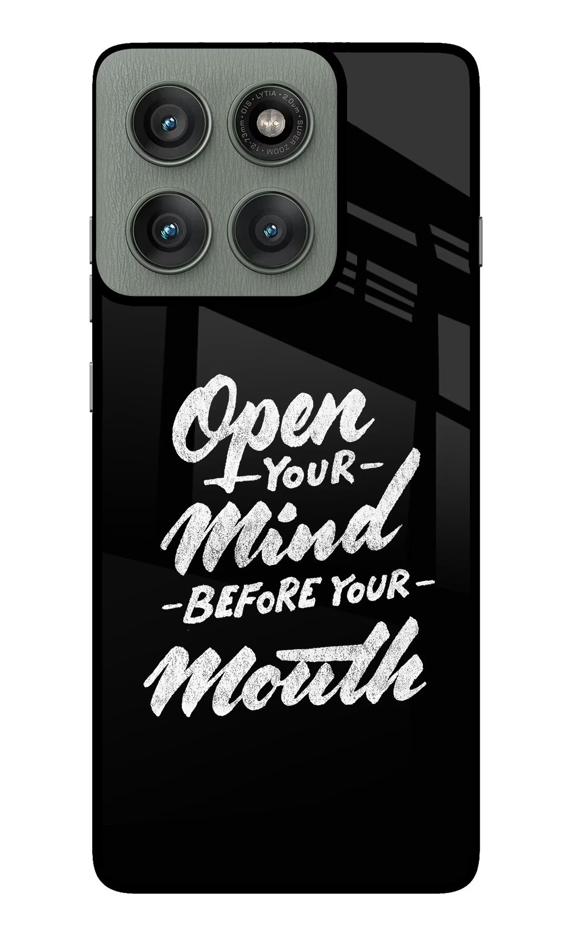 Open Your Mind Before Your Mouth Moto Edge 60 Pro Glass Case Back Cover by Casekaro