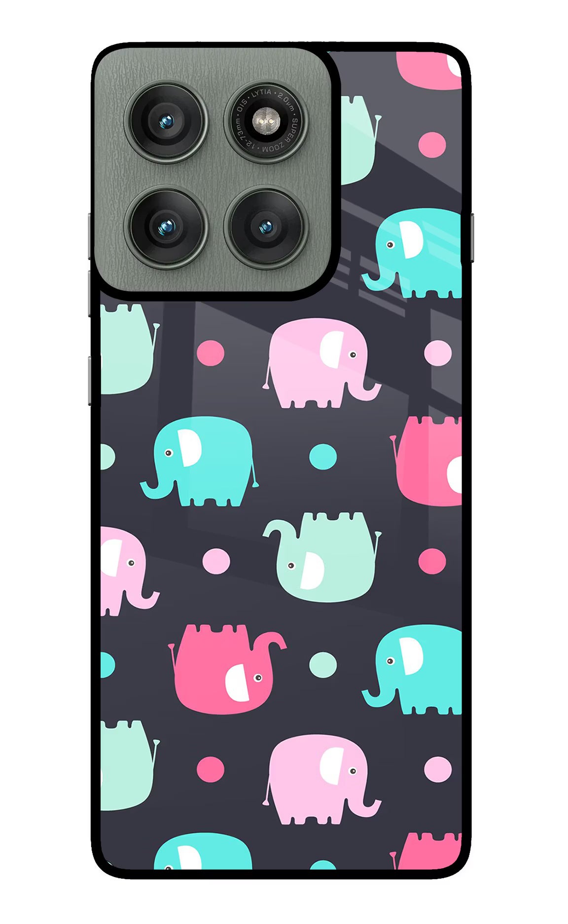 Elephants Moto Edge 60 Pro Glass Case Back Cover by Casekaro