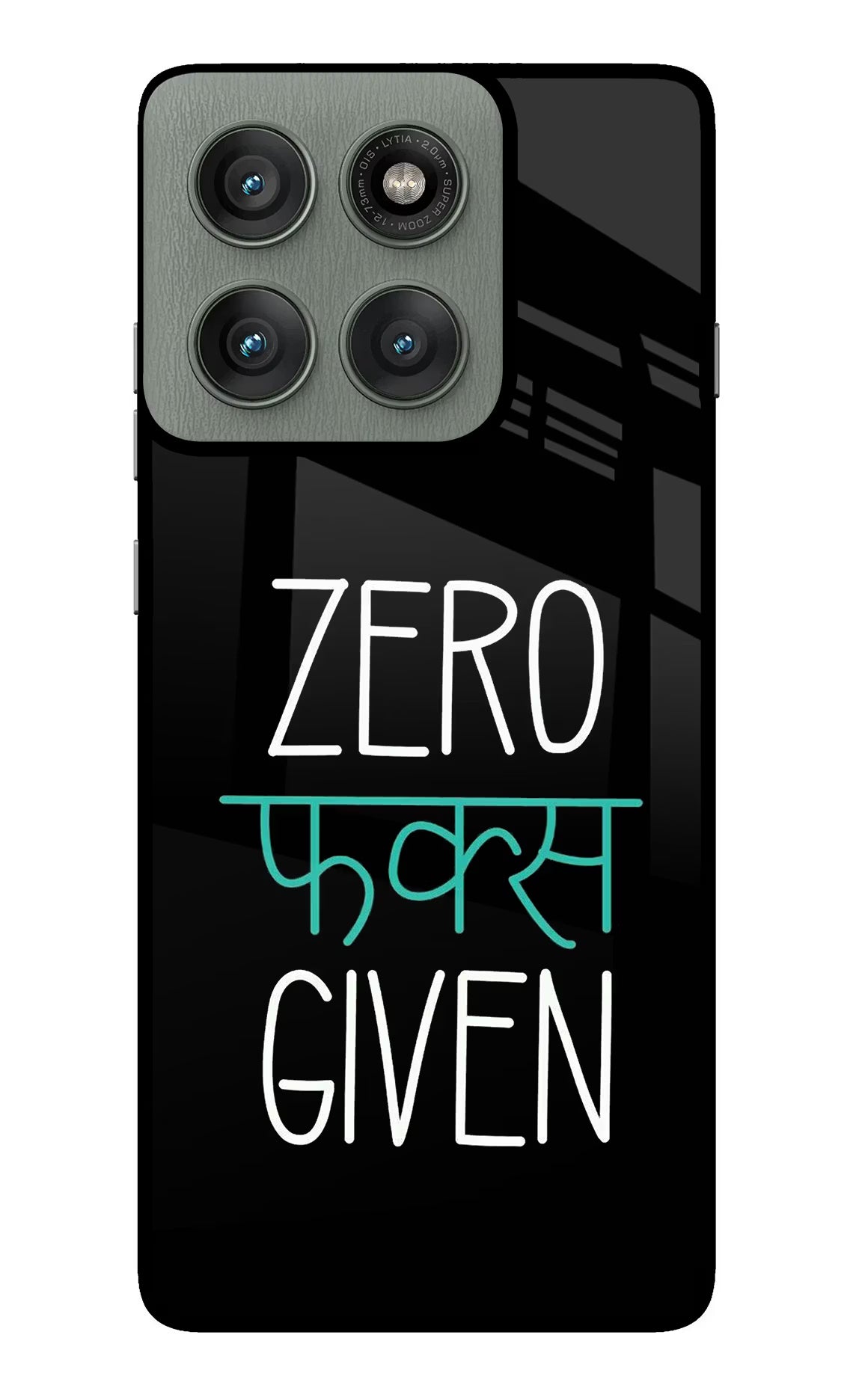 Zero Fucks Given Moto Edge 60 Pro Glass Case Back Cover by Casekaro
