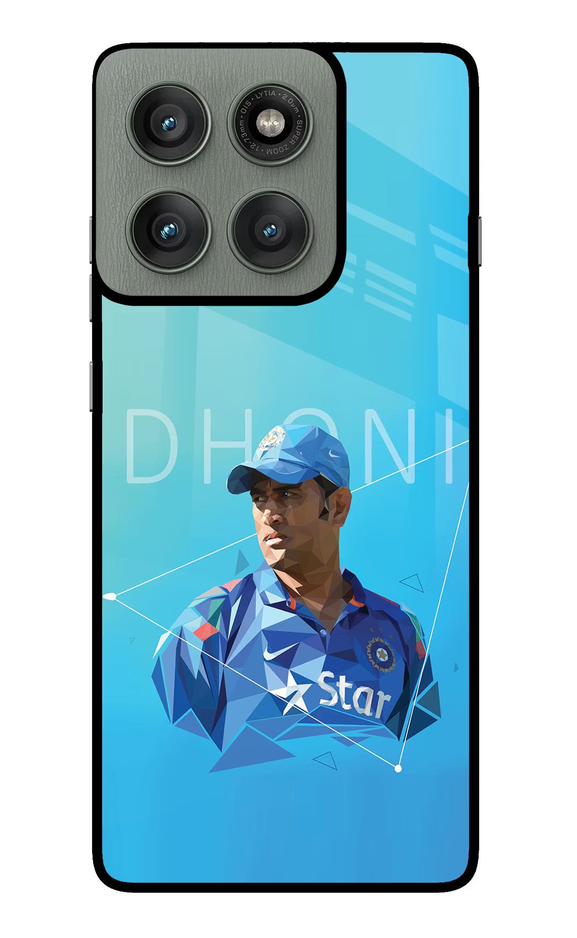 Dhoni Artwork Moto Edge 60 Pro Glass Case Back Cover by Casekaro