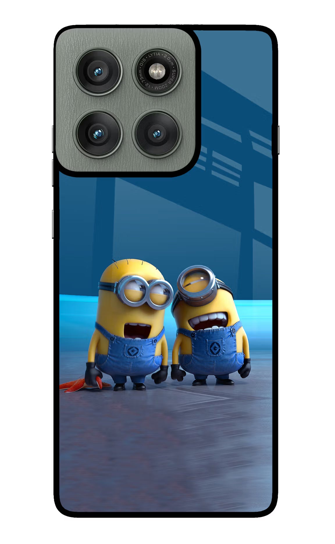 Minion Laughing Moto Edge 60 Pro Glass Case Back Cover by Casekaro