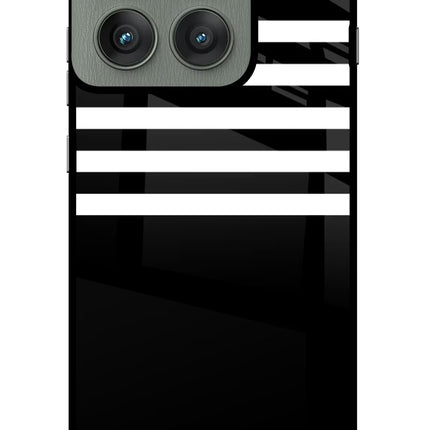 Black and White Print Moto Edge 60 Pro Glass Case Back Cover by Casekaro