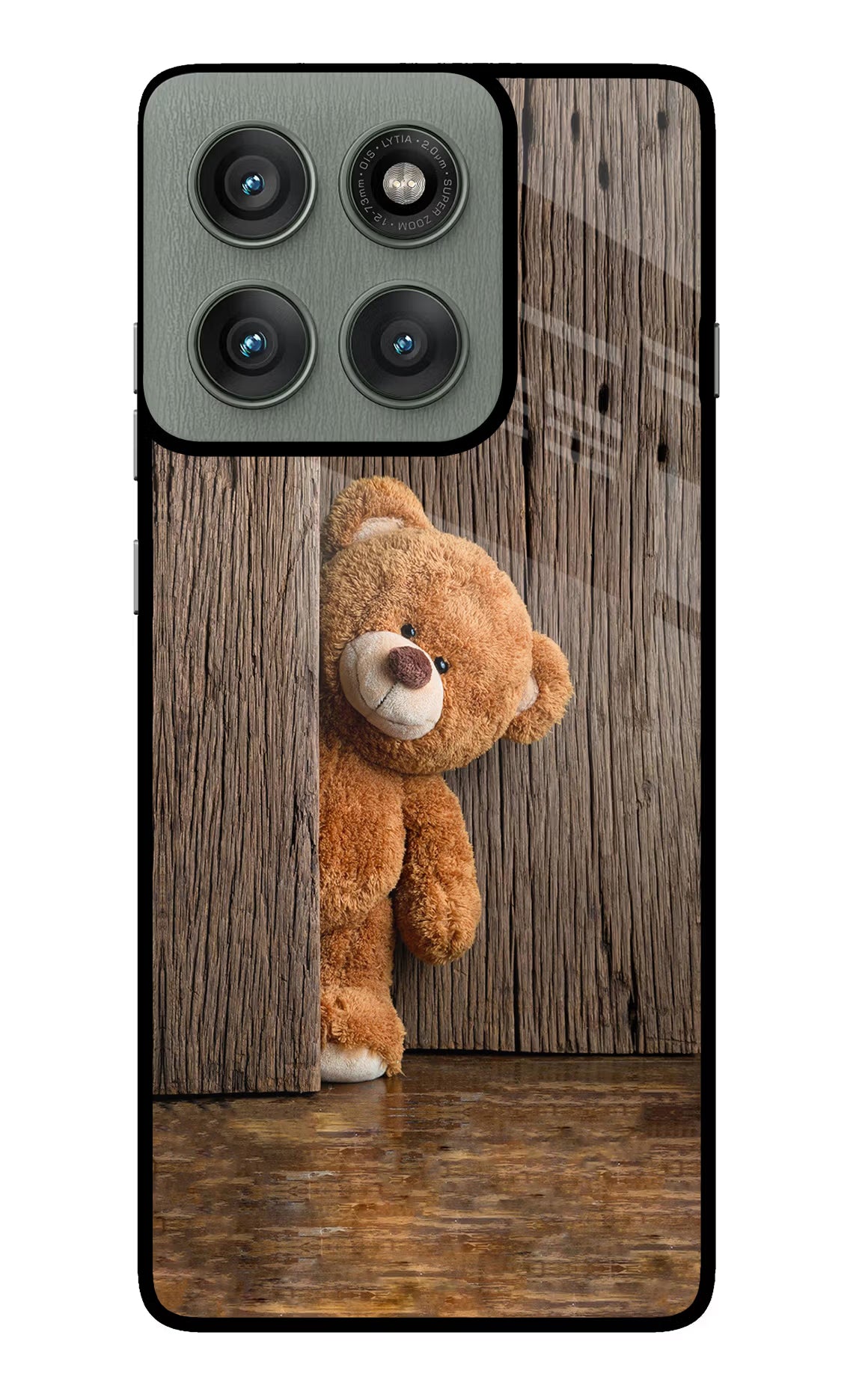 Teddy Wooden Moto Edge 60 Pro Glass Case Back Cover by Casekaro