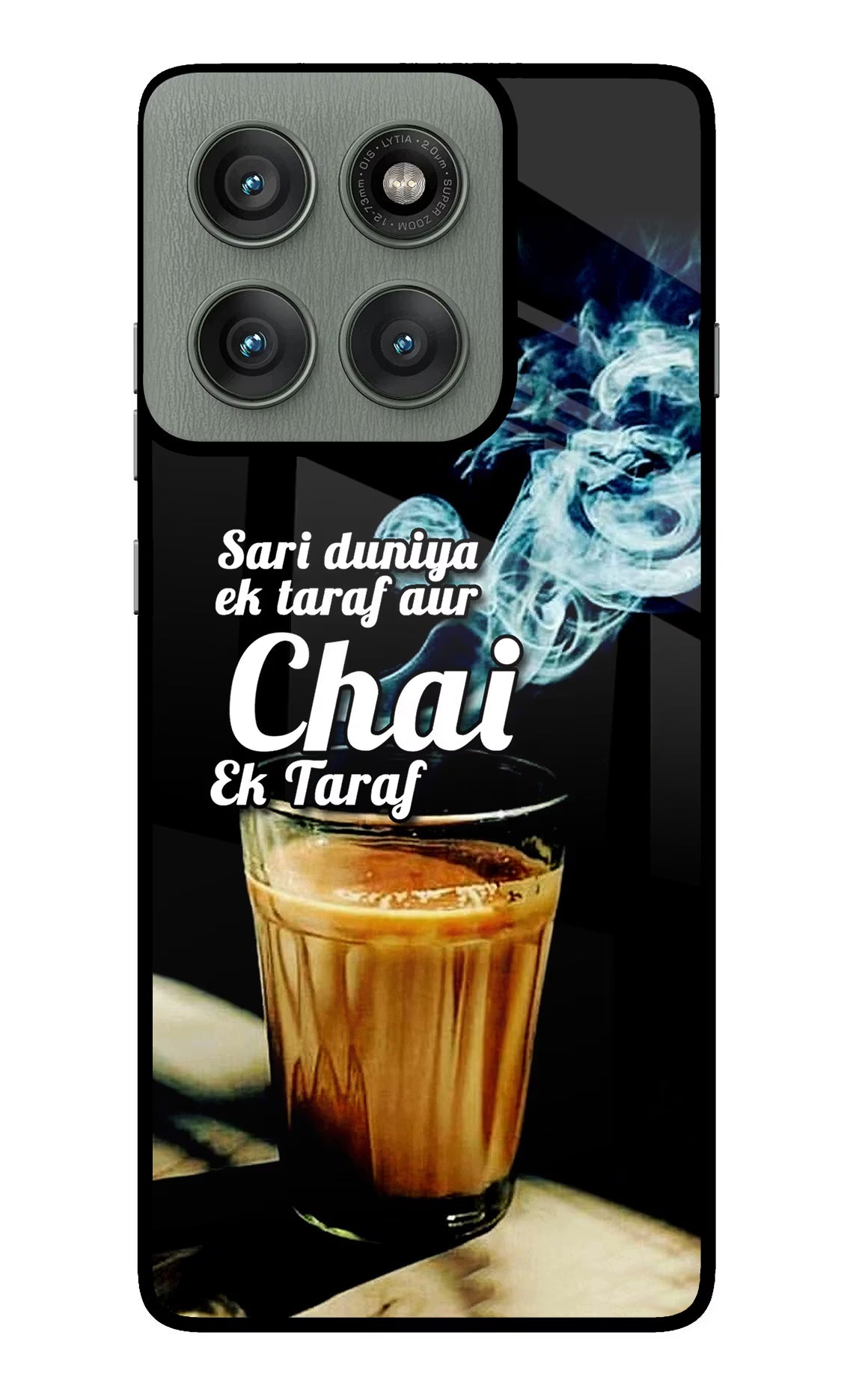 Chai Ek Taraf Quote Moto Edge 60 Pro Glass Case Back Cover by Casekaro