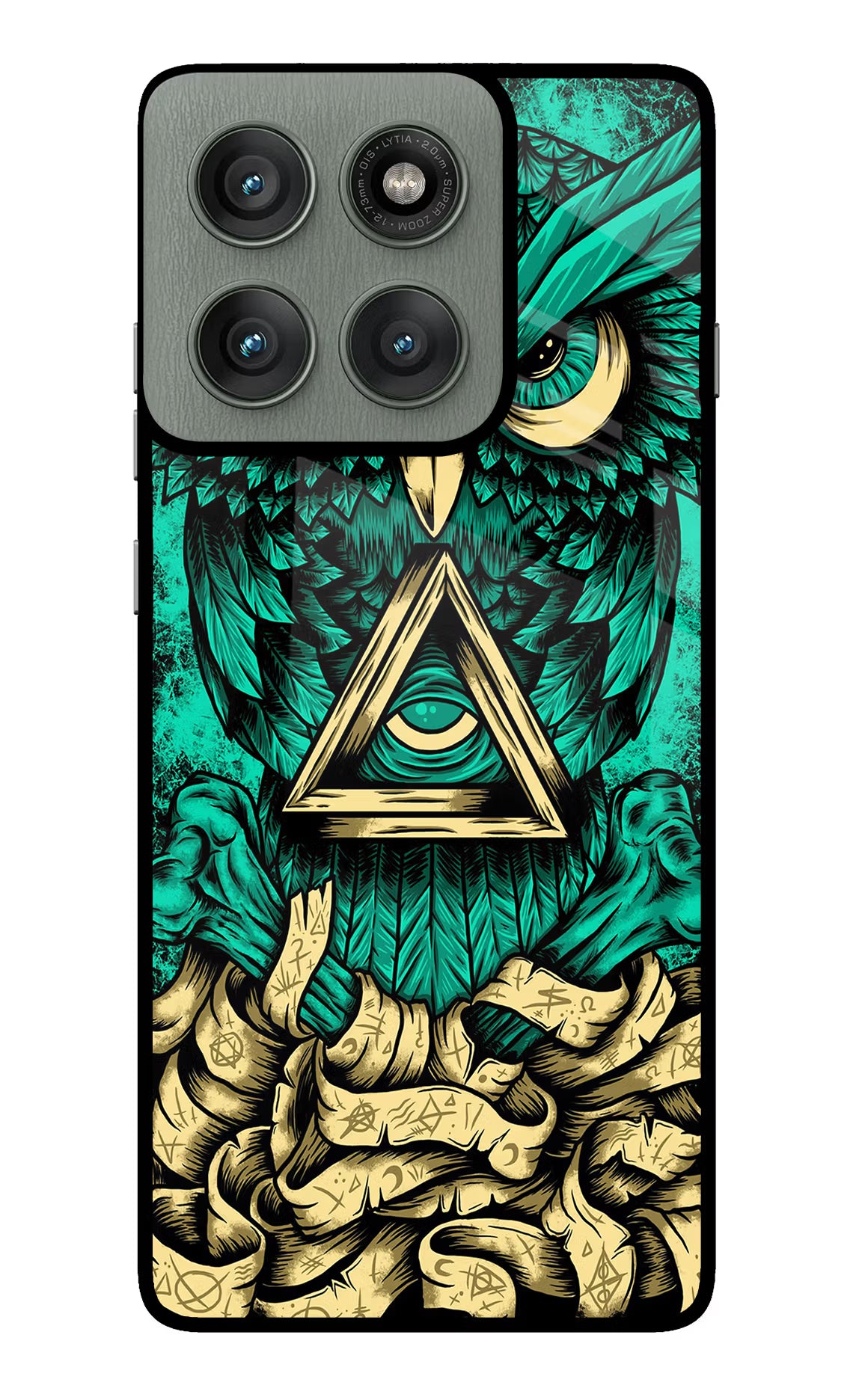 Green Owl Moto Edge 60 Pro Glass Case Back Cover by Casekaro