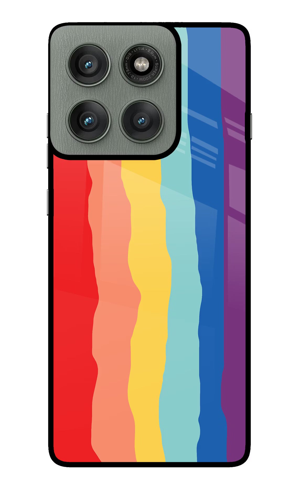 Rainbow Moto Edge 60 Pro Glass Case Back Cover by Casekaro