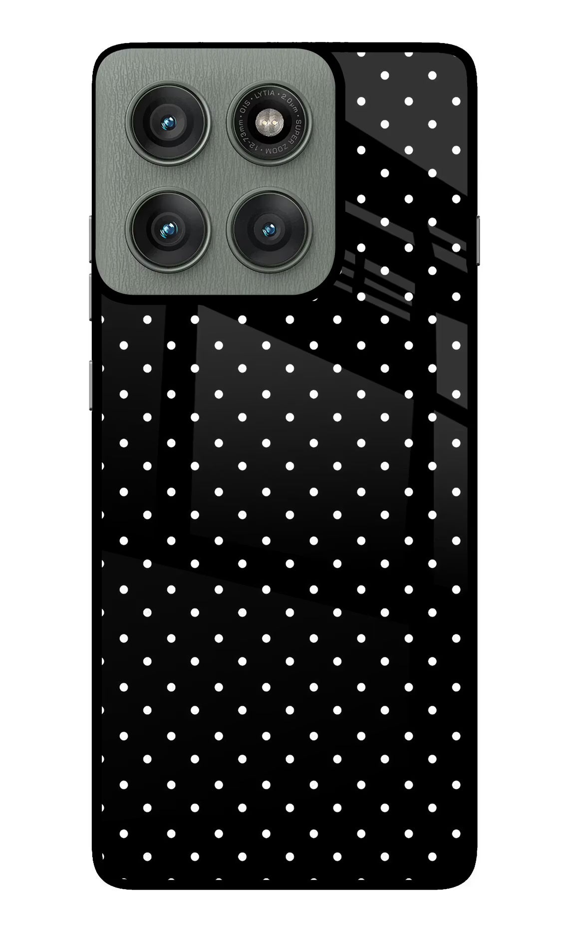 White Dots Moto Edge 60 Pro Glass Case Back Cover by Casekaro