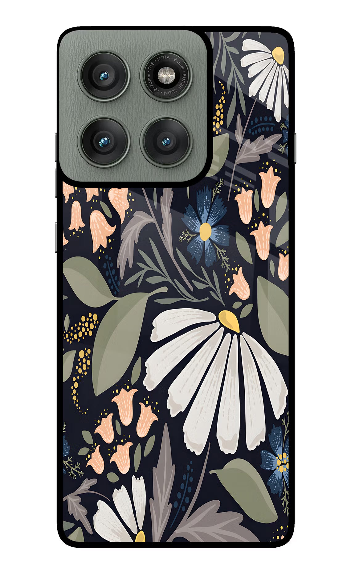 Flowers Art Moto Edge 60 Pro Glass Case Back Cover by Casekaro