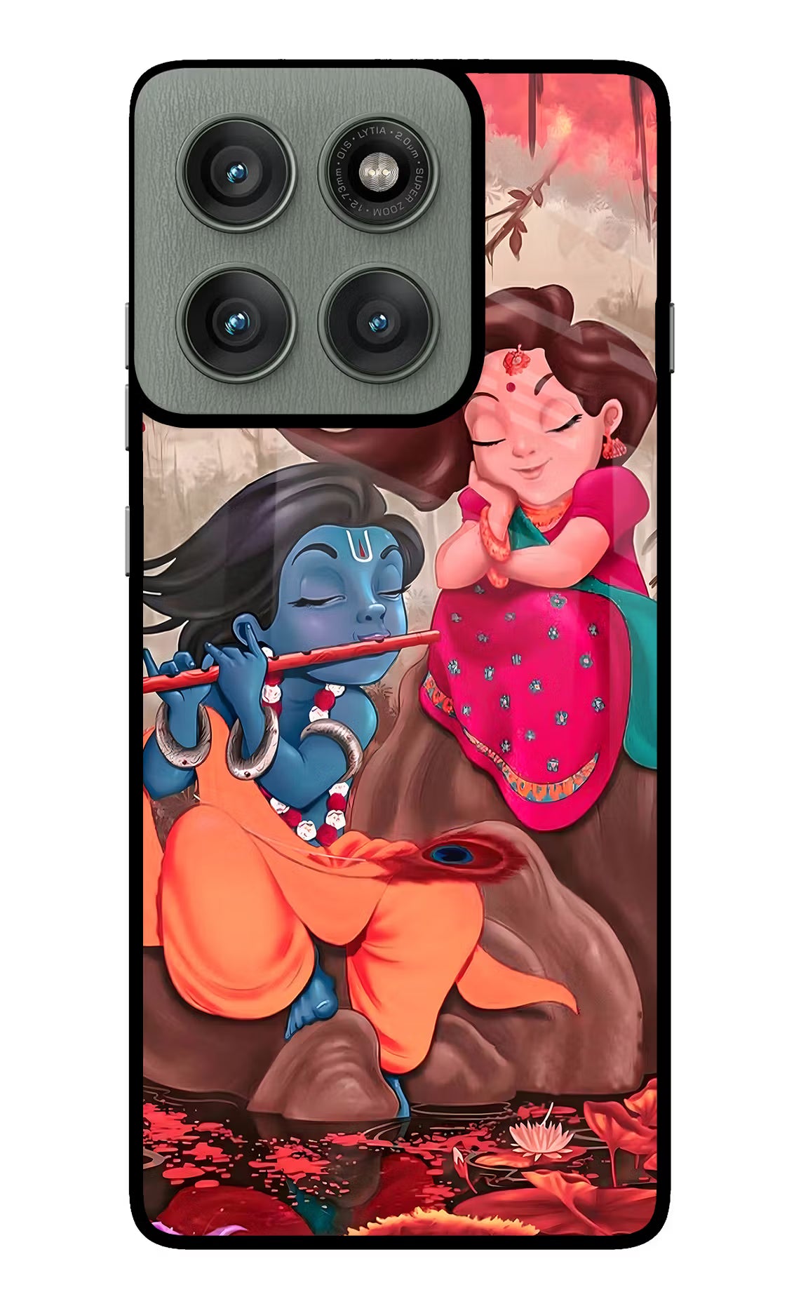 Radhe Krishna Moto Edge 60 Pro Glass Case Back Cover by Casekaro