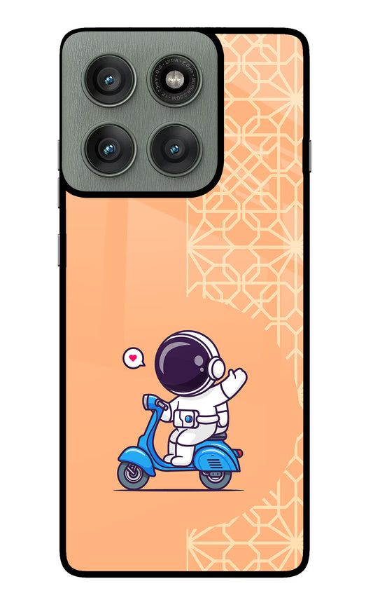 Cute Astronaut Riding Moto Edge 60 Pro Glass Case