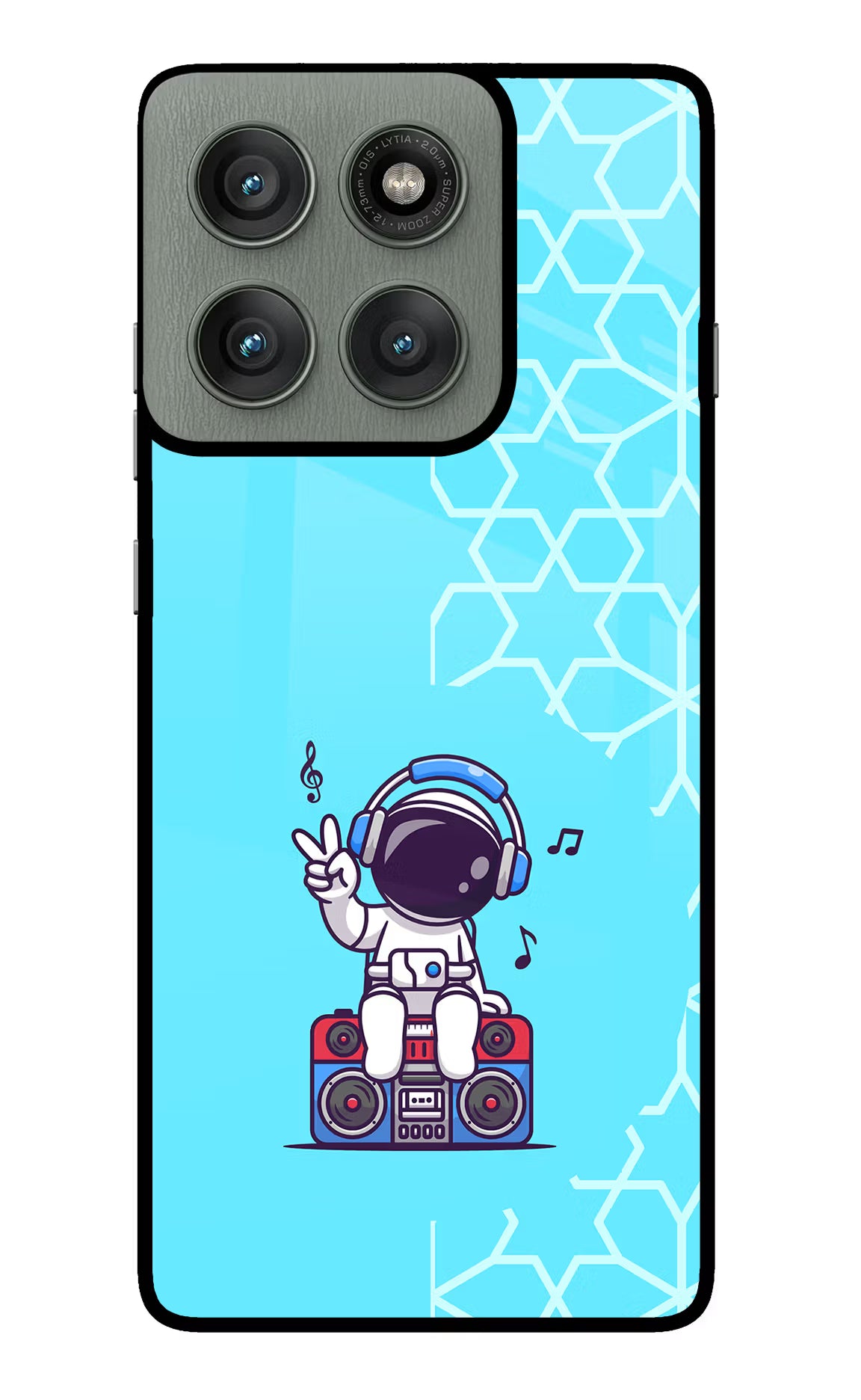 Cute Astronaut Chilling Moto Edge 60 Pro Glass Case Back Cover by Casekaro