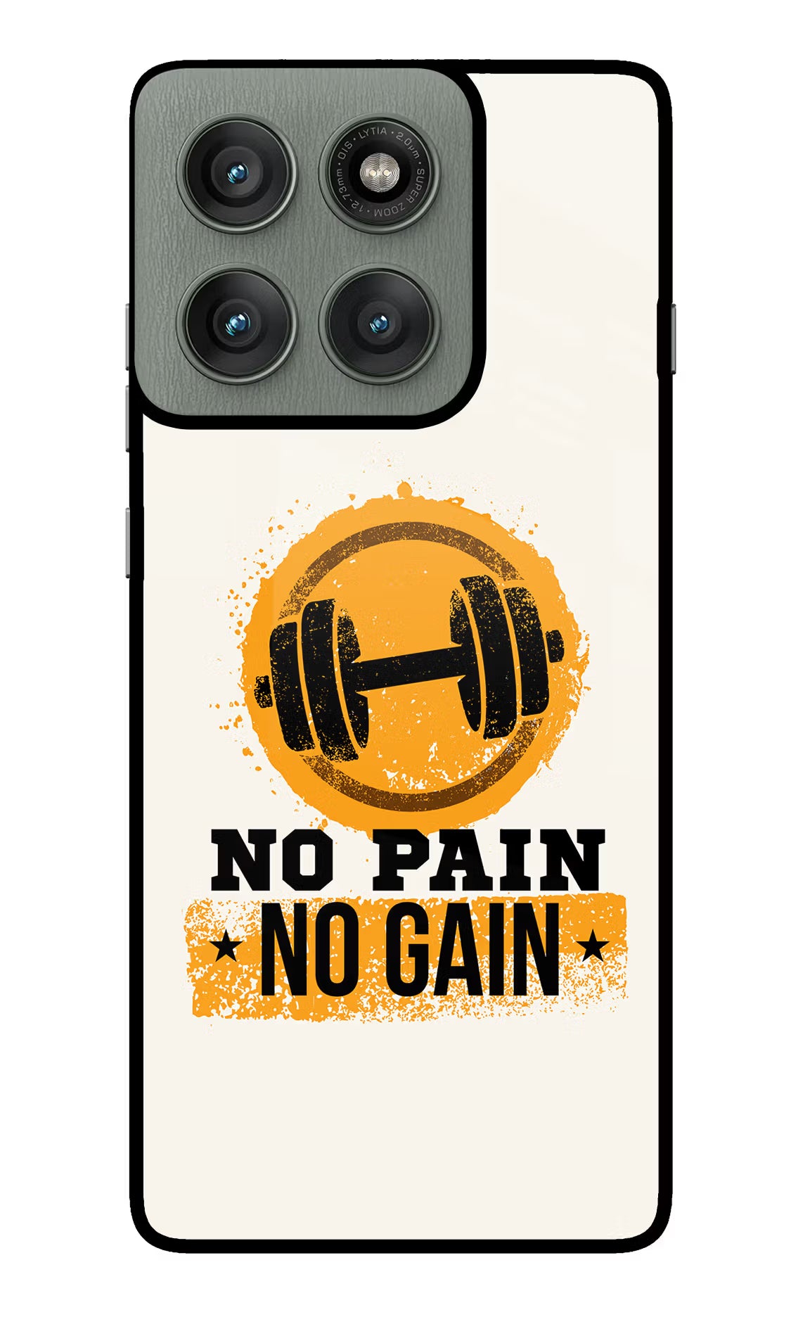 No Pain No Gain Moto Edge 60 Pro Glass Case Back Cover by Casekaro