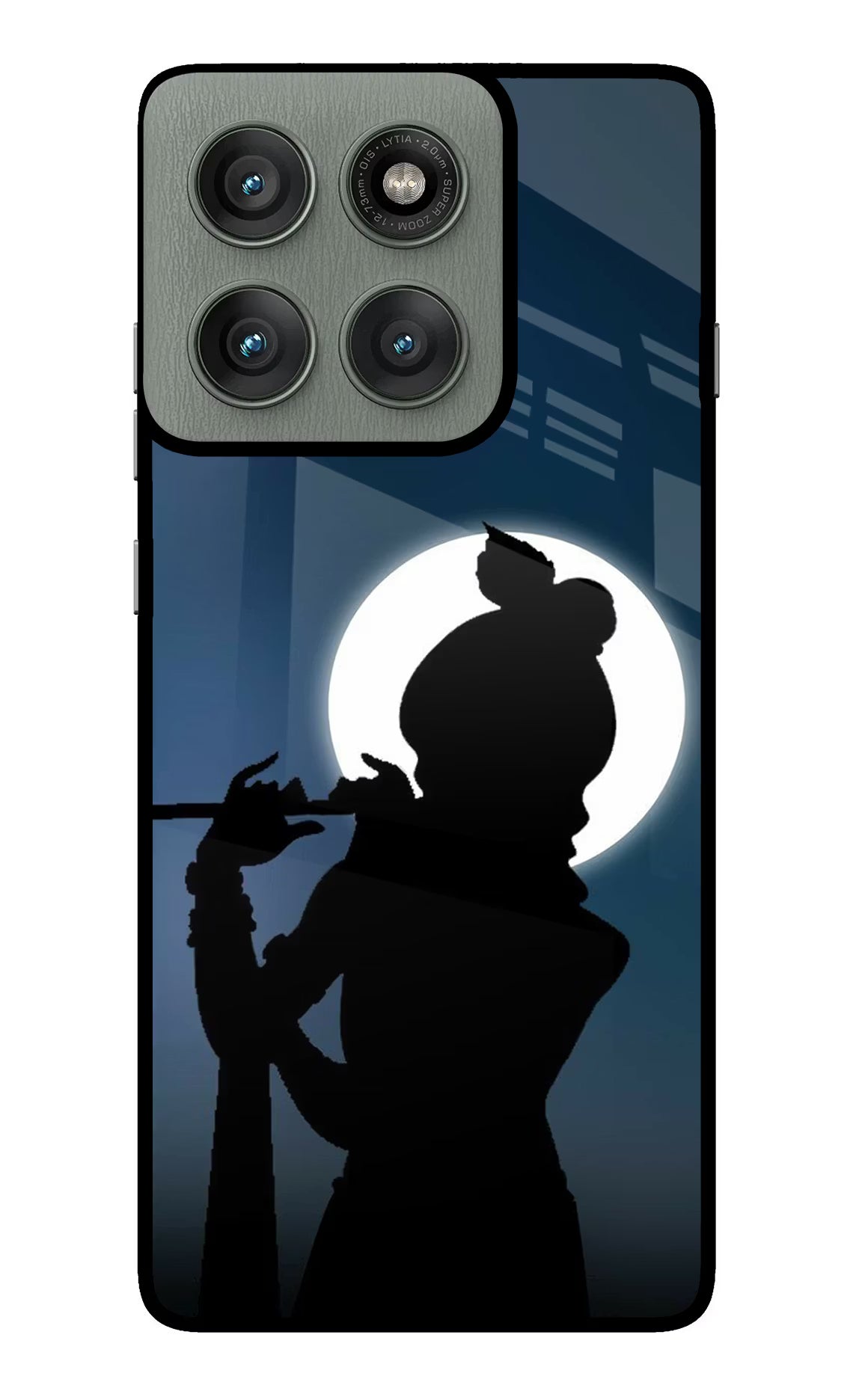 Shri Krishna Silhouette Moto Edge 60 Pro Glass Case Back Cover by Casekaro